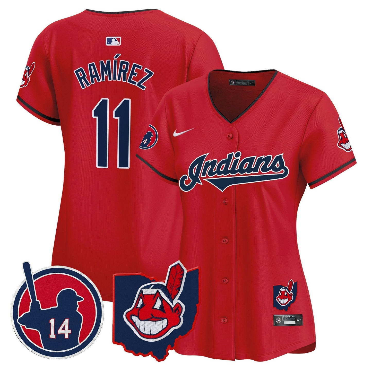 Camisa MLB Women’s Cleveland Indians Larry Doby Patch Vapor Premier Limited Jersey