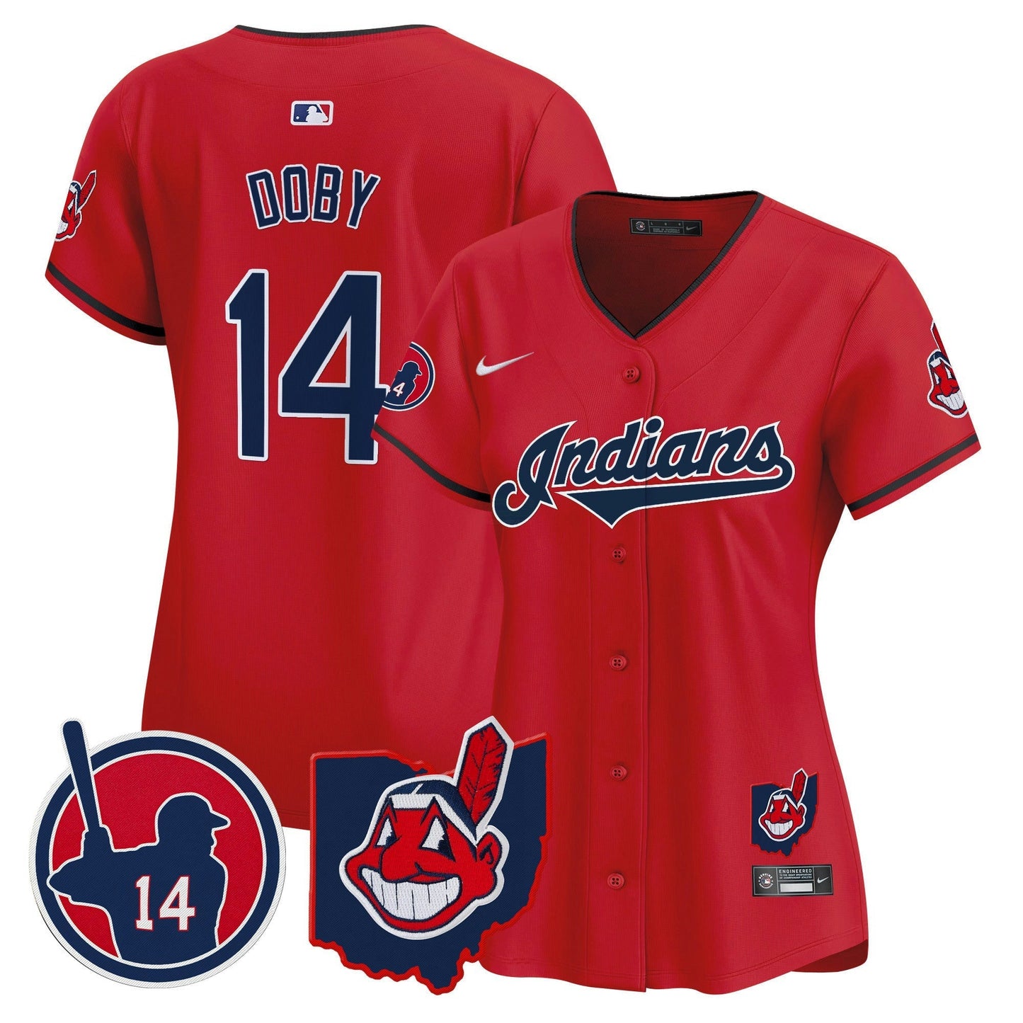 Camisa MLB Women’s Cleveland Indians Larry Doby Patch Vapor Premier Limited Jersey