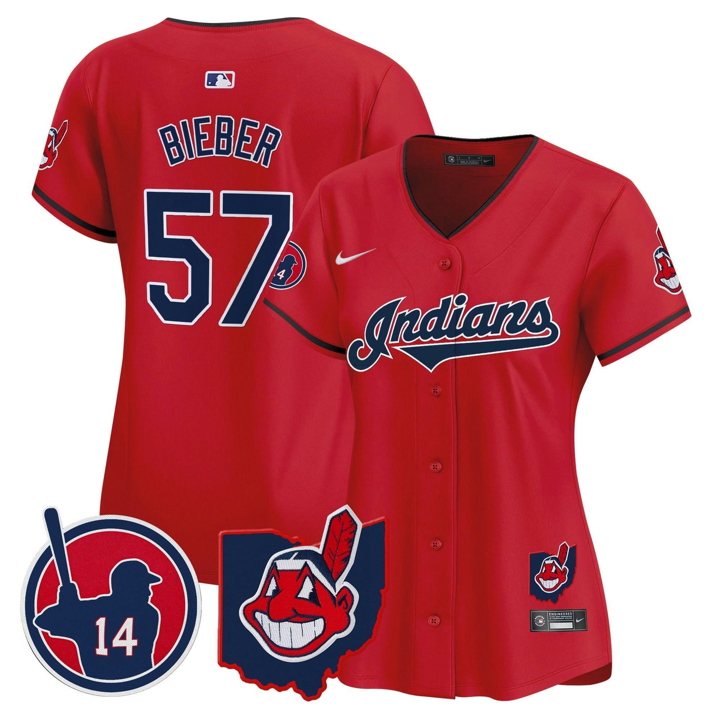 Camisa MLB Women’s Cleveland Indians Larry Doby Patch Vapor Premier Limited Jersey