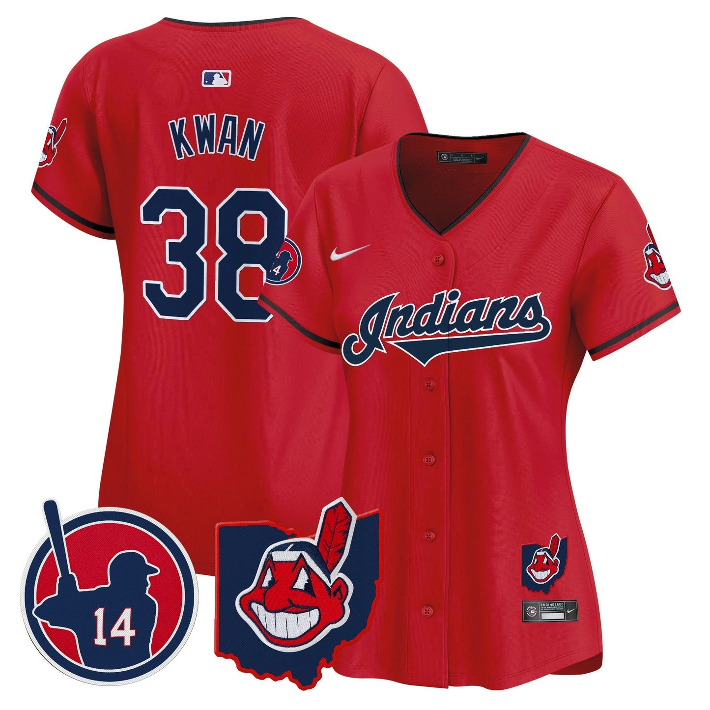 Camisa MLB Women’s Cleveland Indians Larry Doby Patch Vapor Premier Limited Jersey