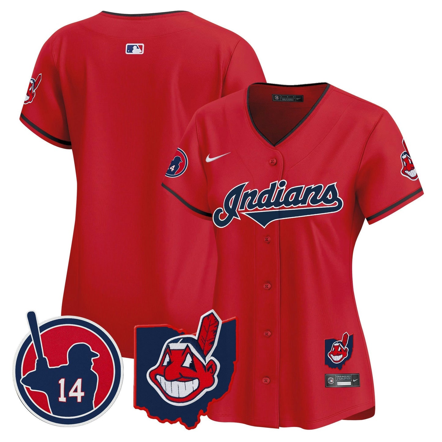 Camisa MLB Women’s Cleveland Indians Larry Doby Patch Vapor Premier Limited Jersey