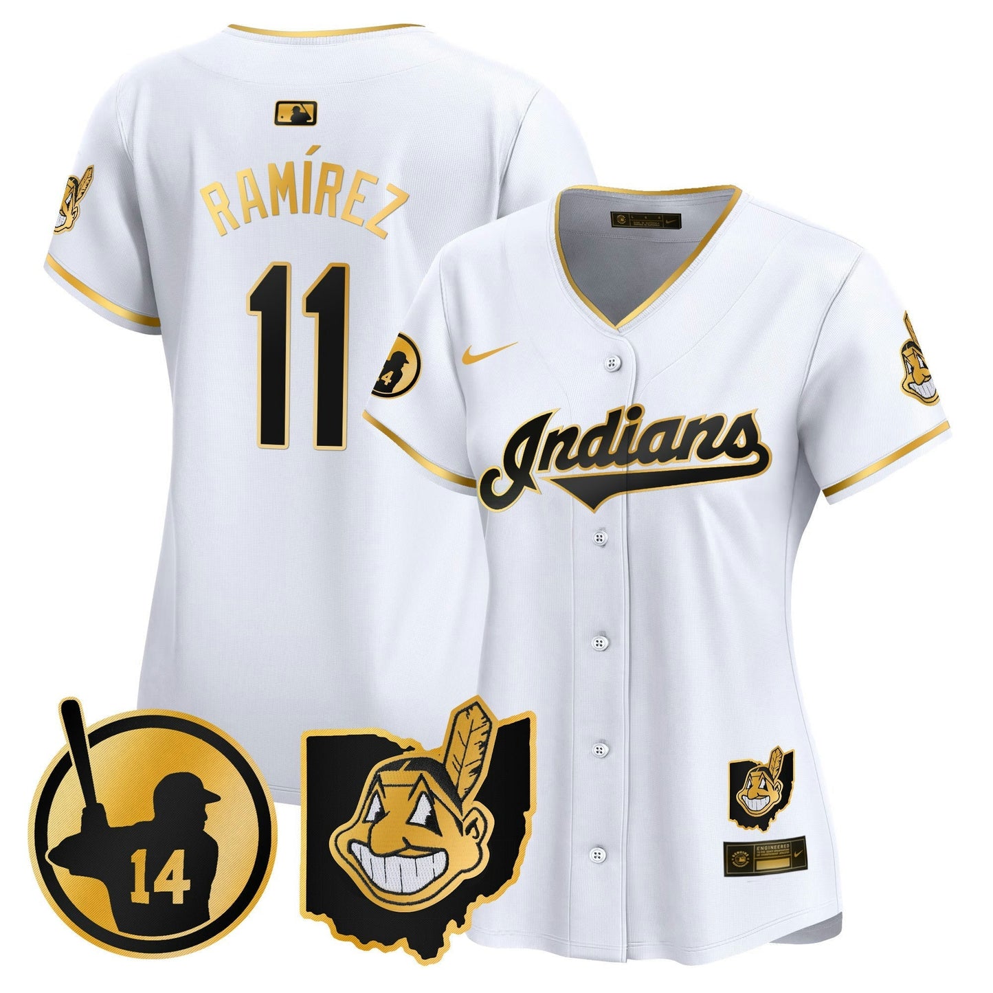 Camisa MLB Women’s Cleveland Indians Larry Doby Patch Vapor Premier Limited Jersey