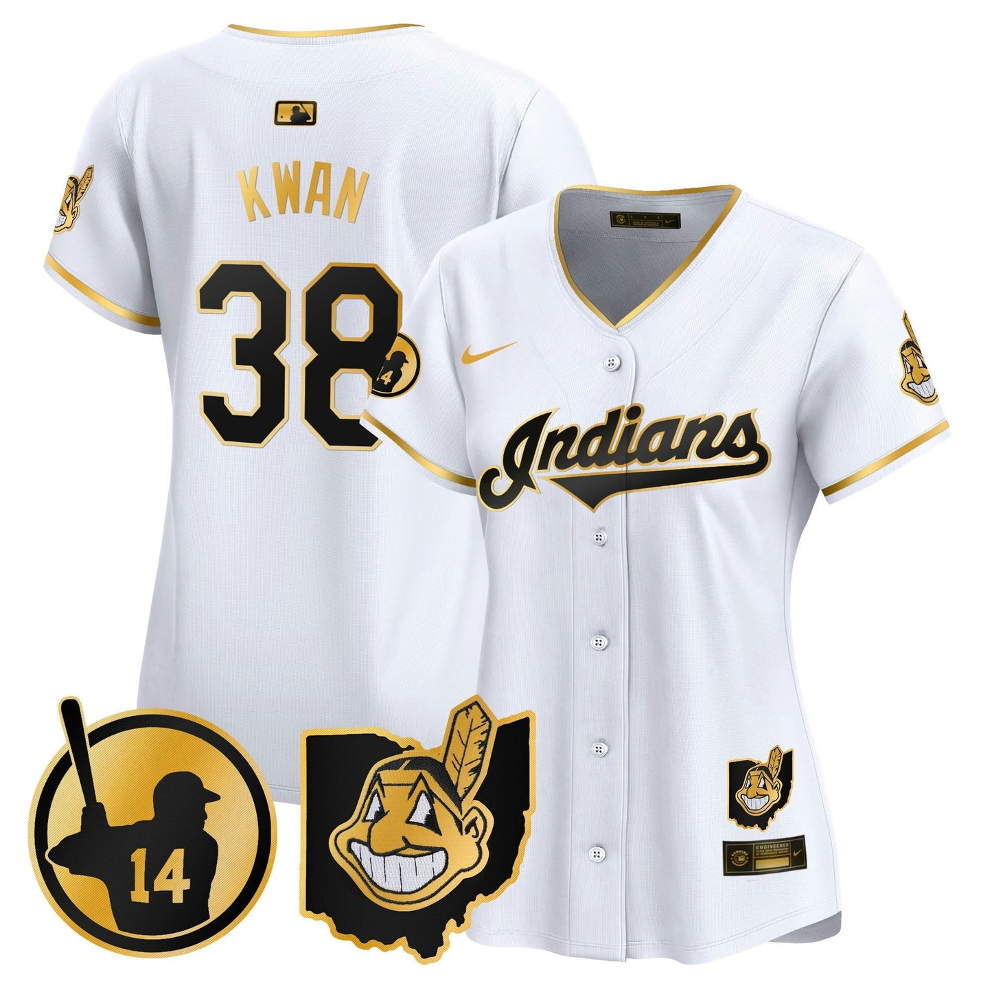 Camisa MLB Women’s Cleveland Indians Larry Doby Patch Vapor Premier Limited Jersey
