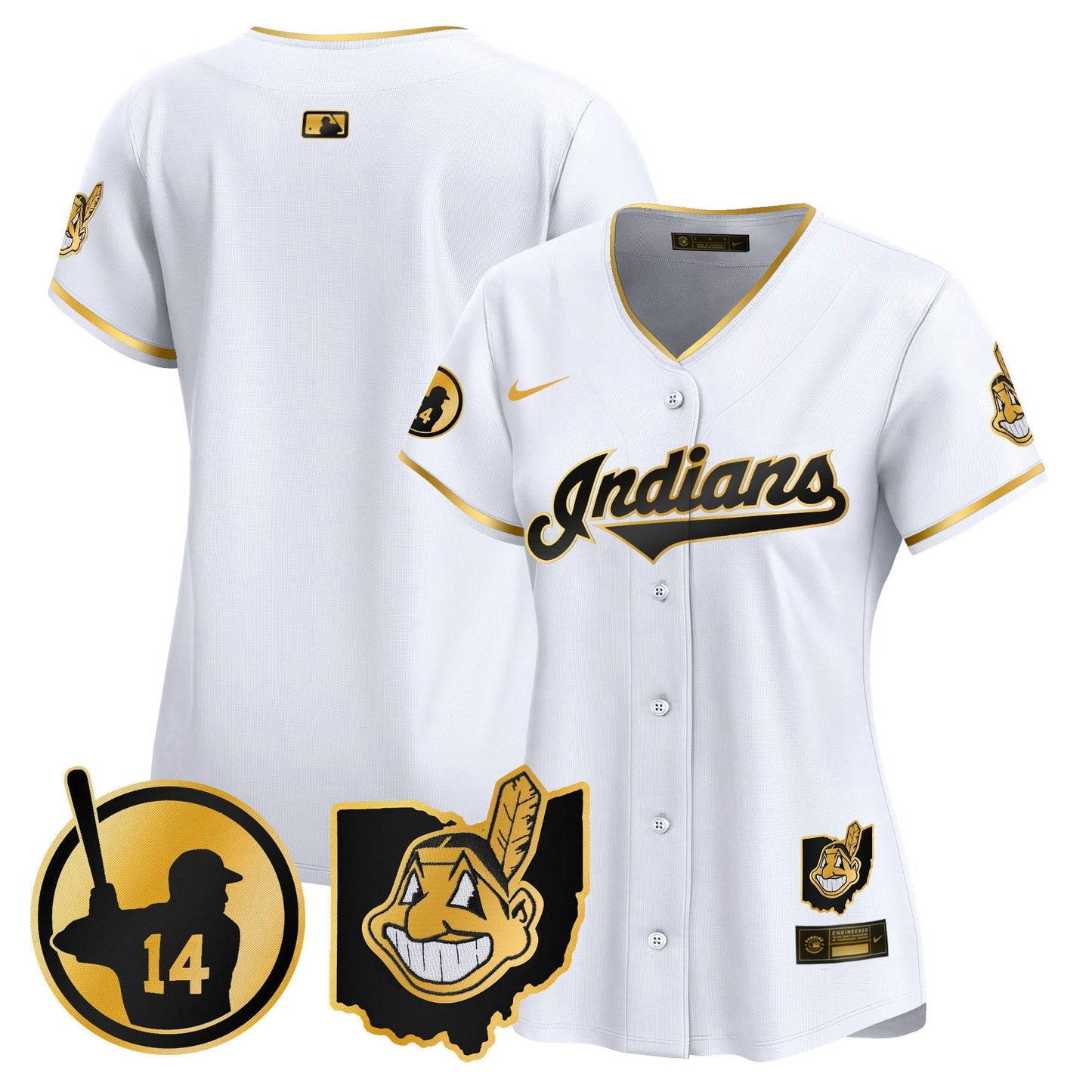 Camisa MLB Women’s Cleveland Indians Larry Doby Patch Vapor Premier Limited Jersey