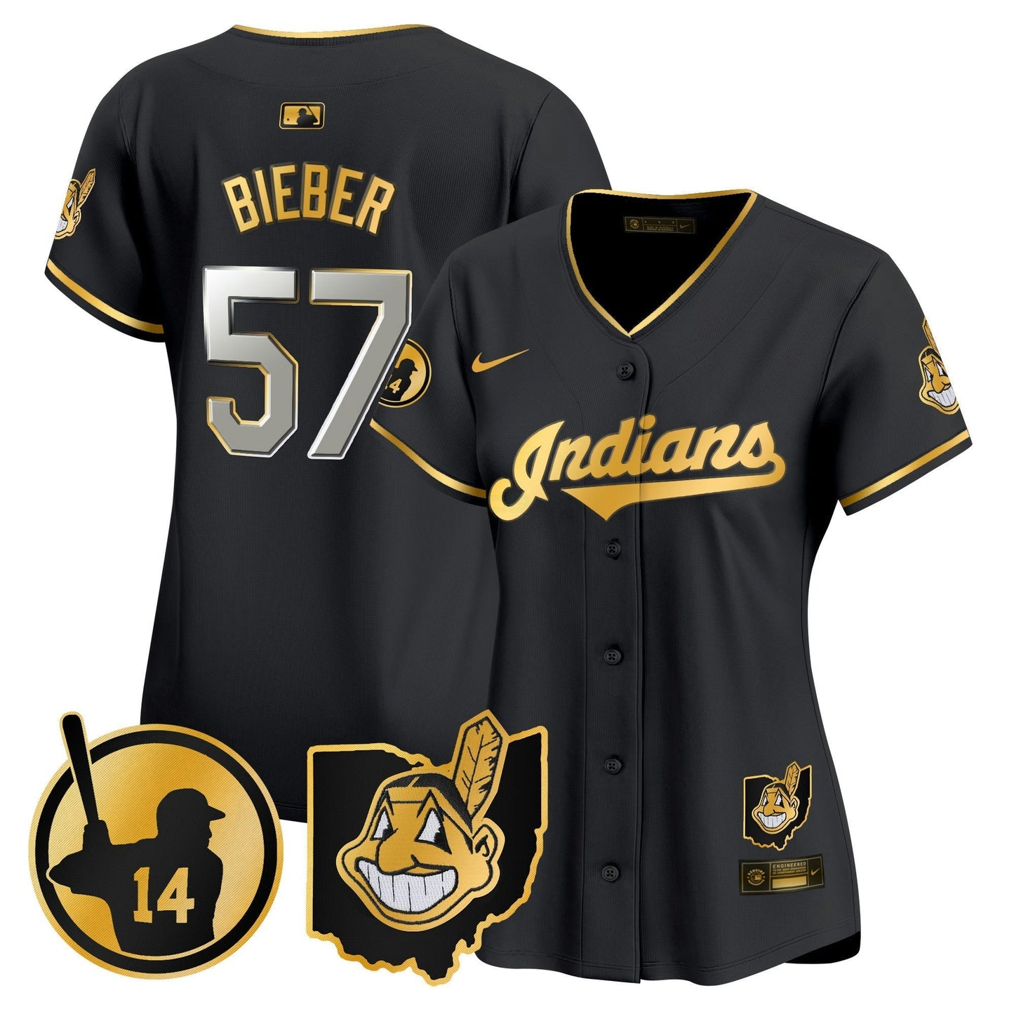 Camisa MLB Women’s Cleveland Indians Larry Doby Patch Vapor Premier Limited Jersey