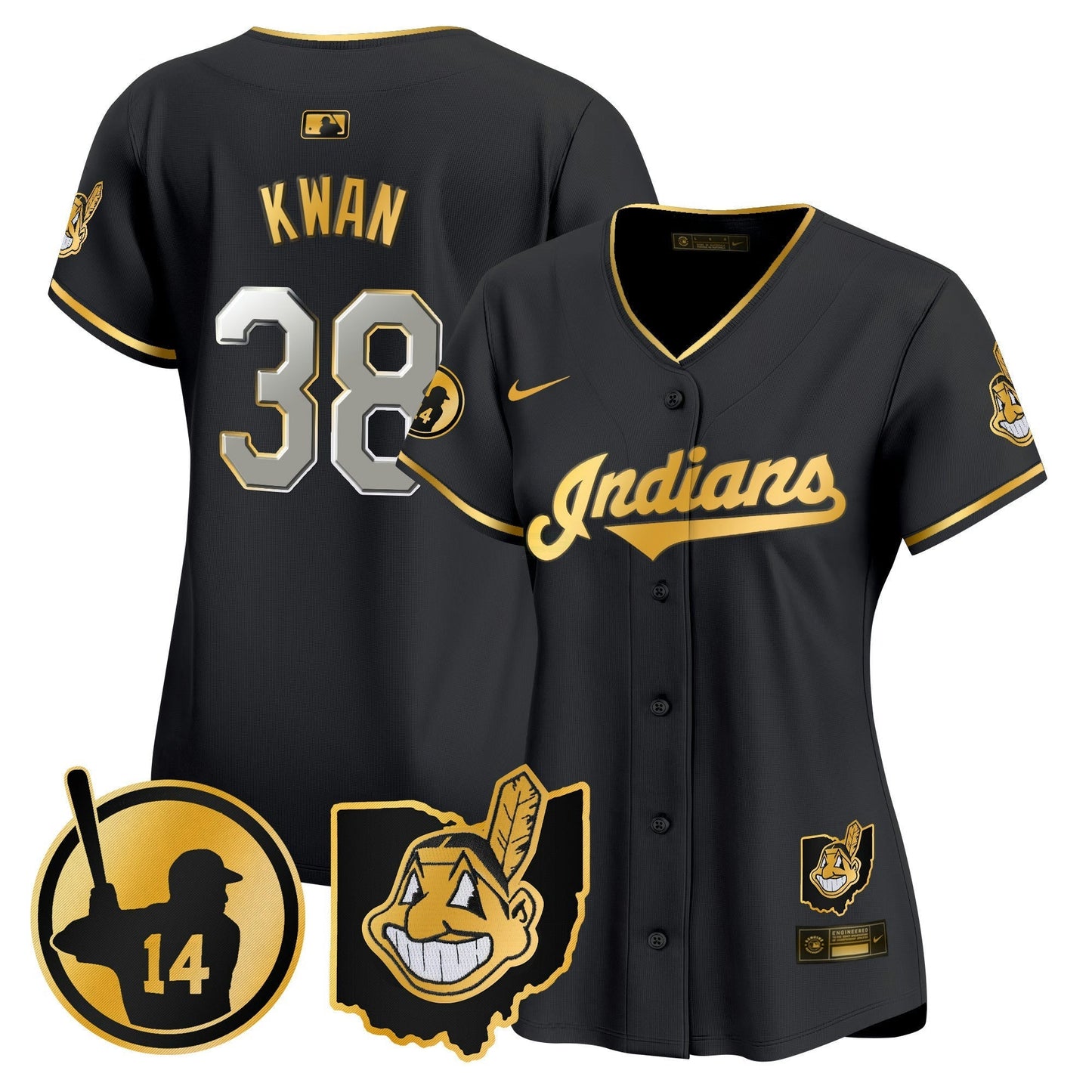 Camisa MLB Women’s Cleveland Indians Larry Doby Patch Vapor Premier Limited Jersey