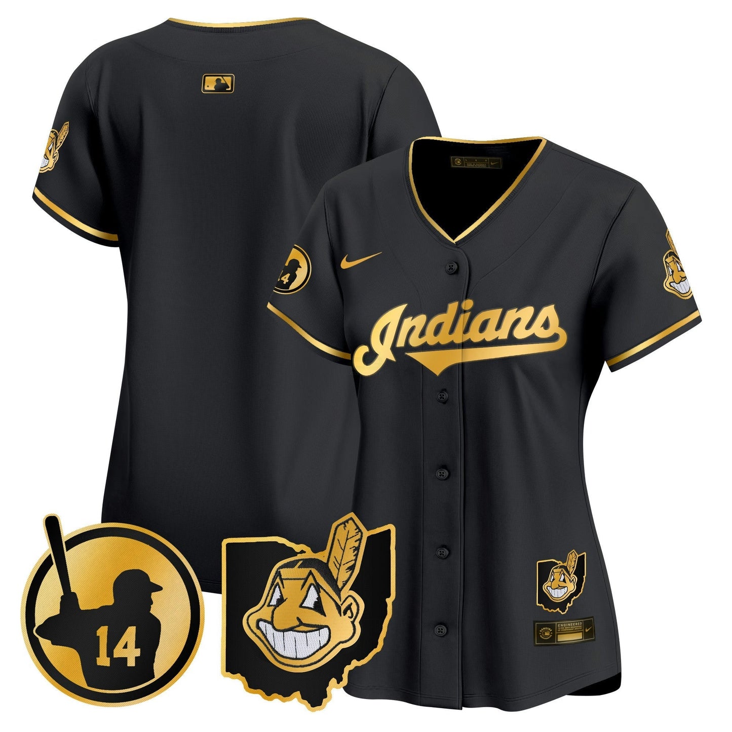 Camisa MLB Women’s Cleveland Indians Larry Doby Patch Vapor Premier Limited Jersey