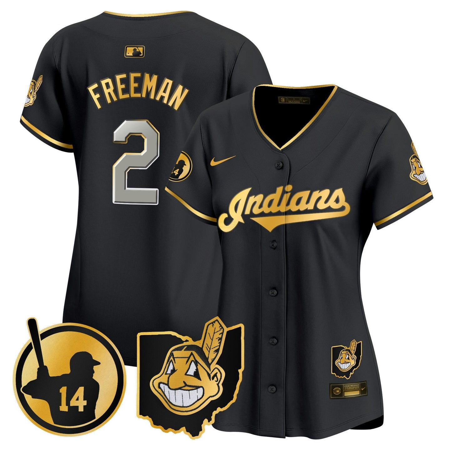 Camisa MLB Women’s Cleveland Indians Larry Doby Patch Vapor Premier Limited Jersey
