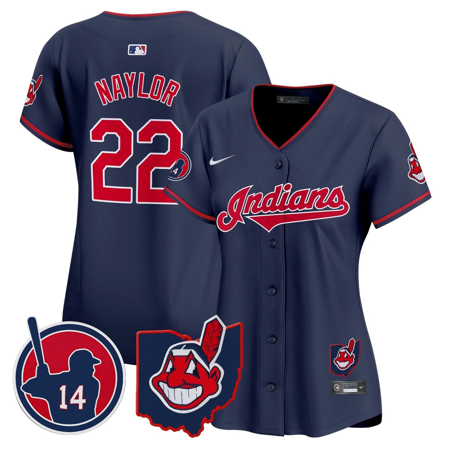 Camisa MLB Women’s Cleveland Indians Larry Doby Patch Vapor Premier Limited Jersey