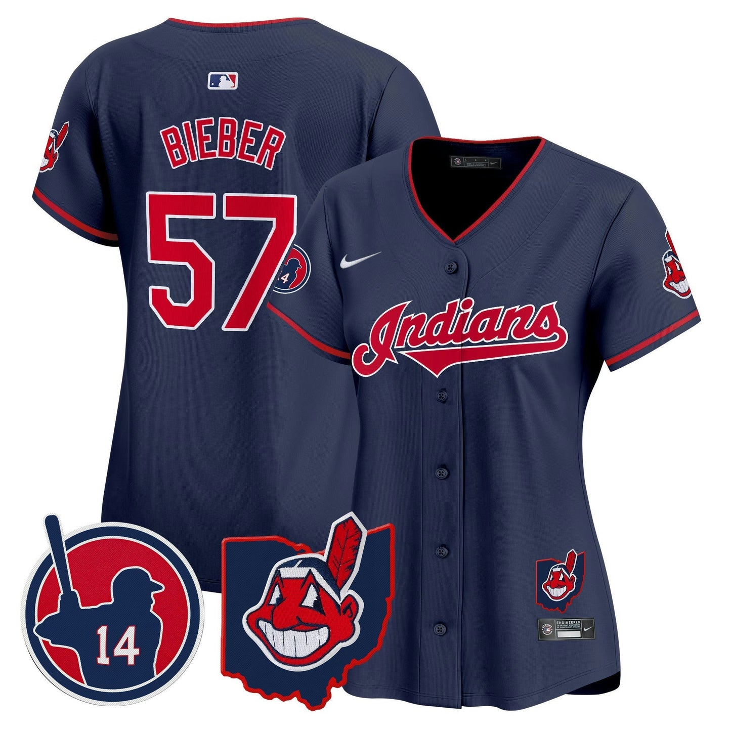 Camisa MLB Women’s Cleveland Indians Larry Doby Patch Vapor Premier Limited Jersey