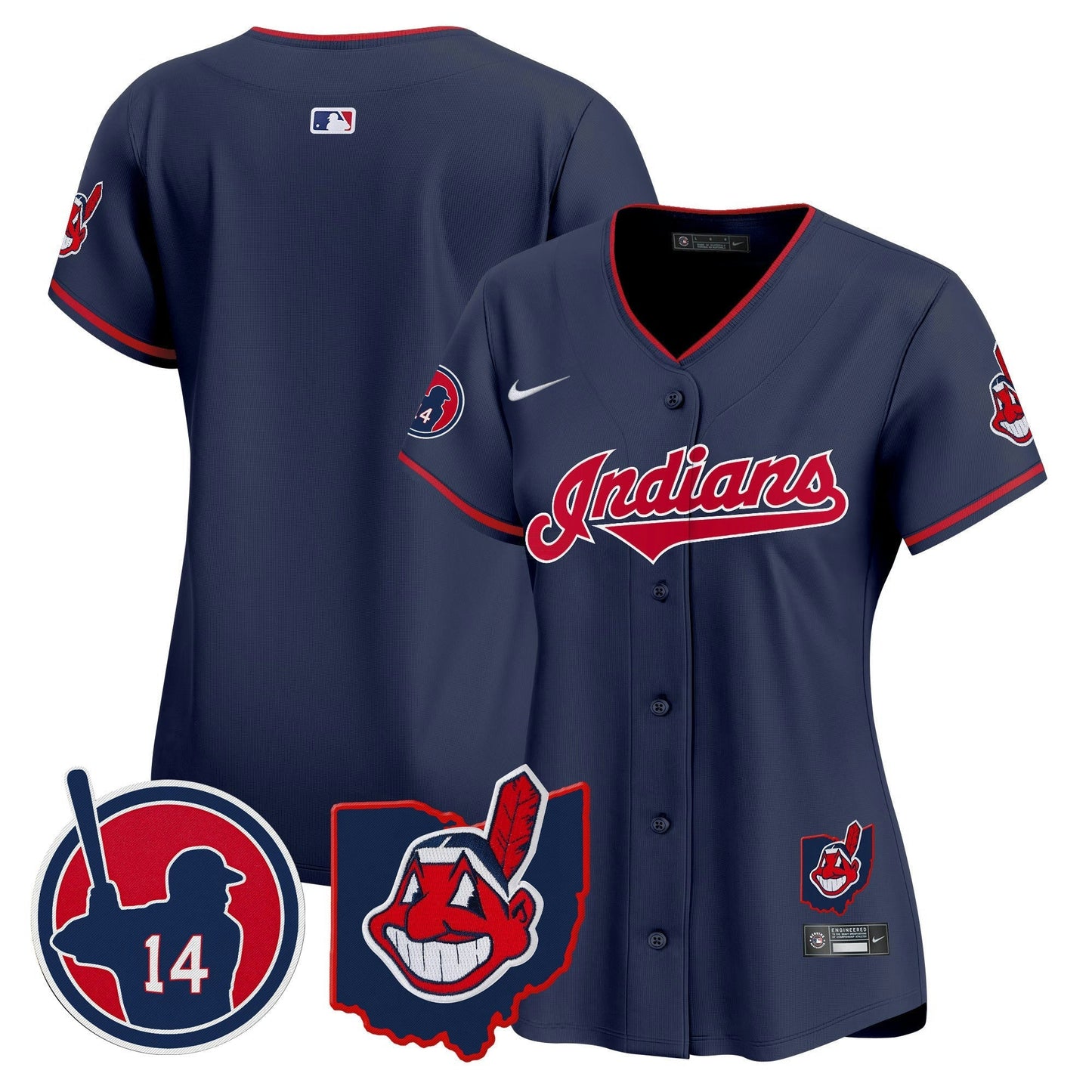 Camisa MLB Women’s Cleveland Indians Larry Doby Patch Vapor Premier Limited Jersey