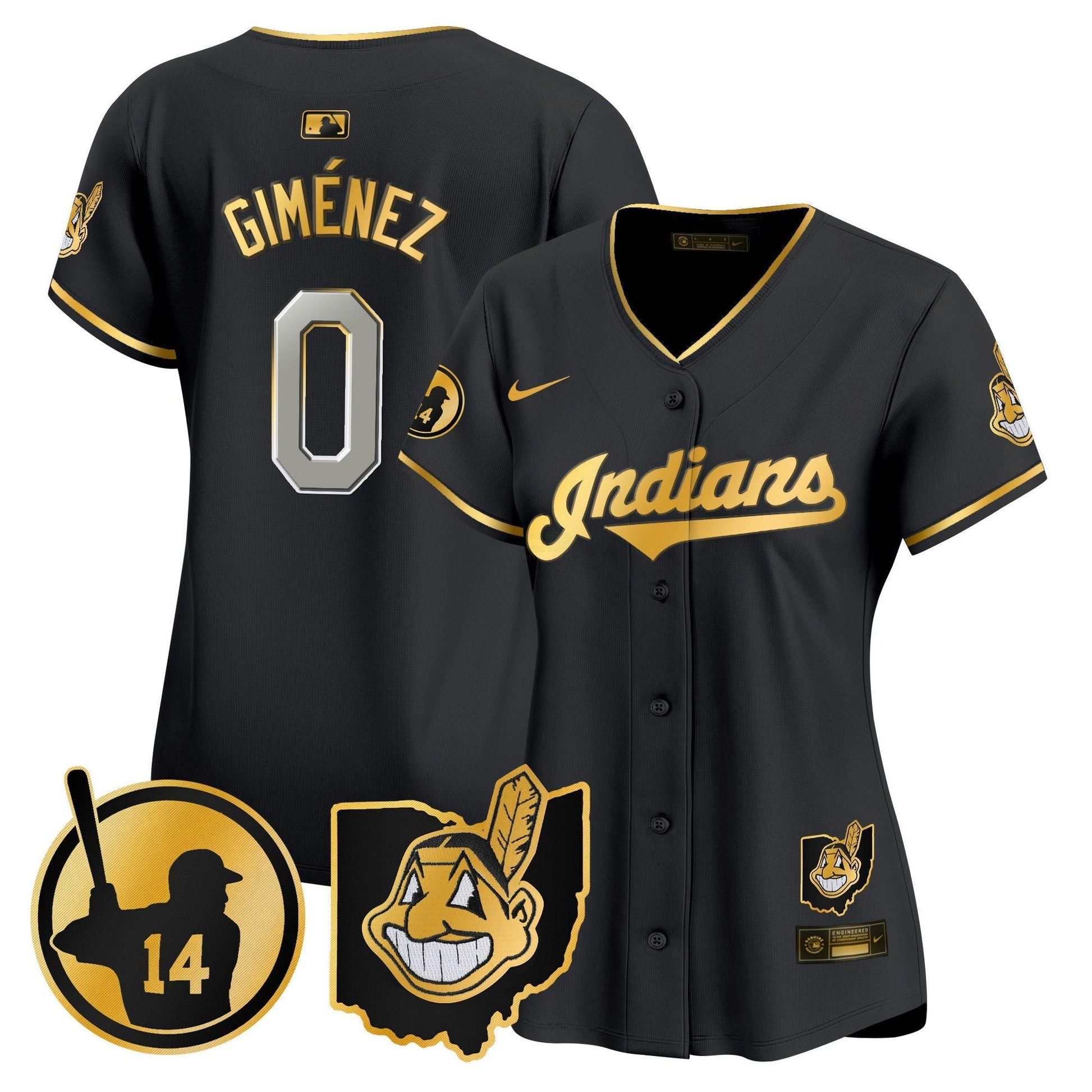 Camisa MLB Women’s Cleveland Indians Larry Doby Patch Vapor Premier Limited Jersey