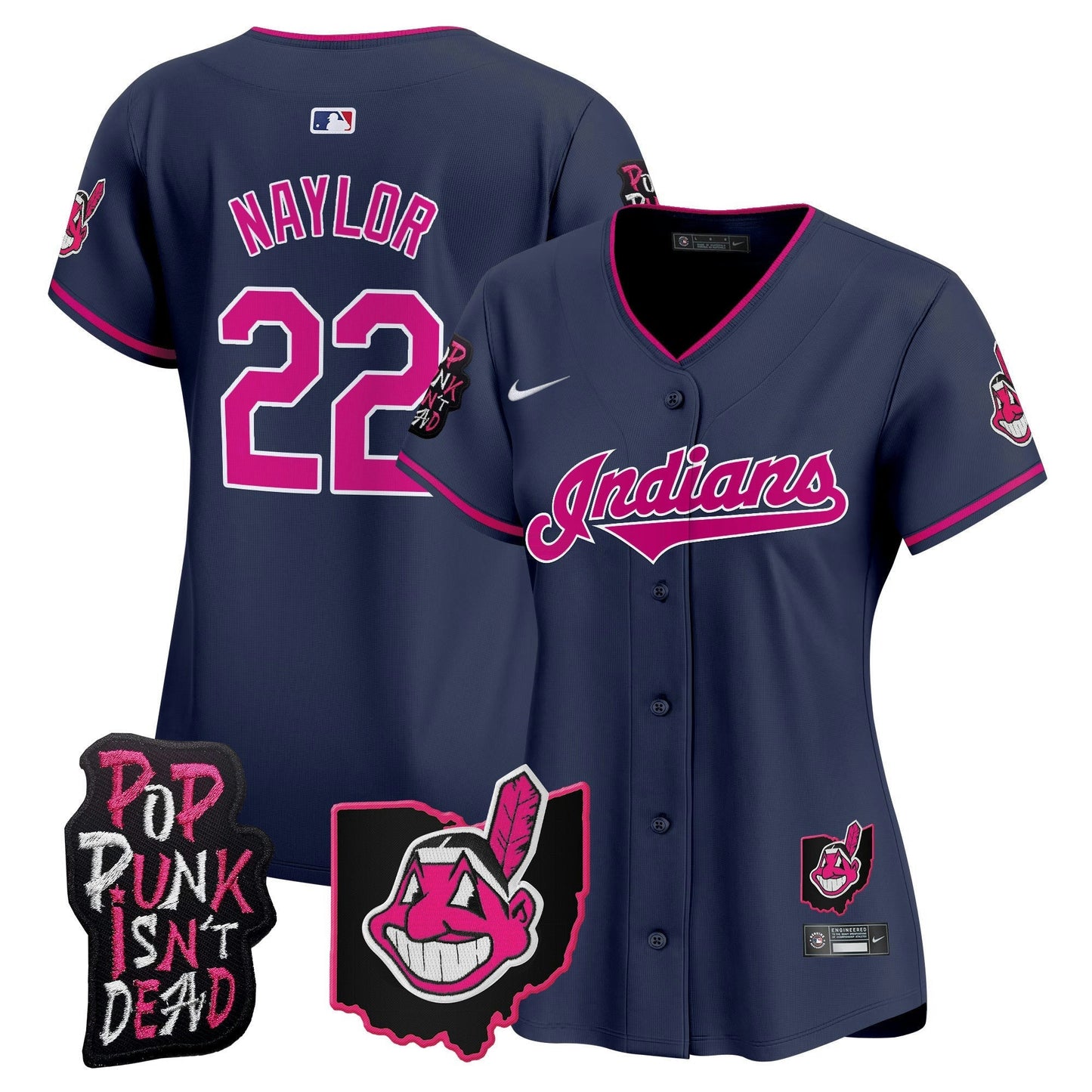 Camisa MLB Women’s Cleveland Indians MGK Patch Vapor Premier Limited Jersey