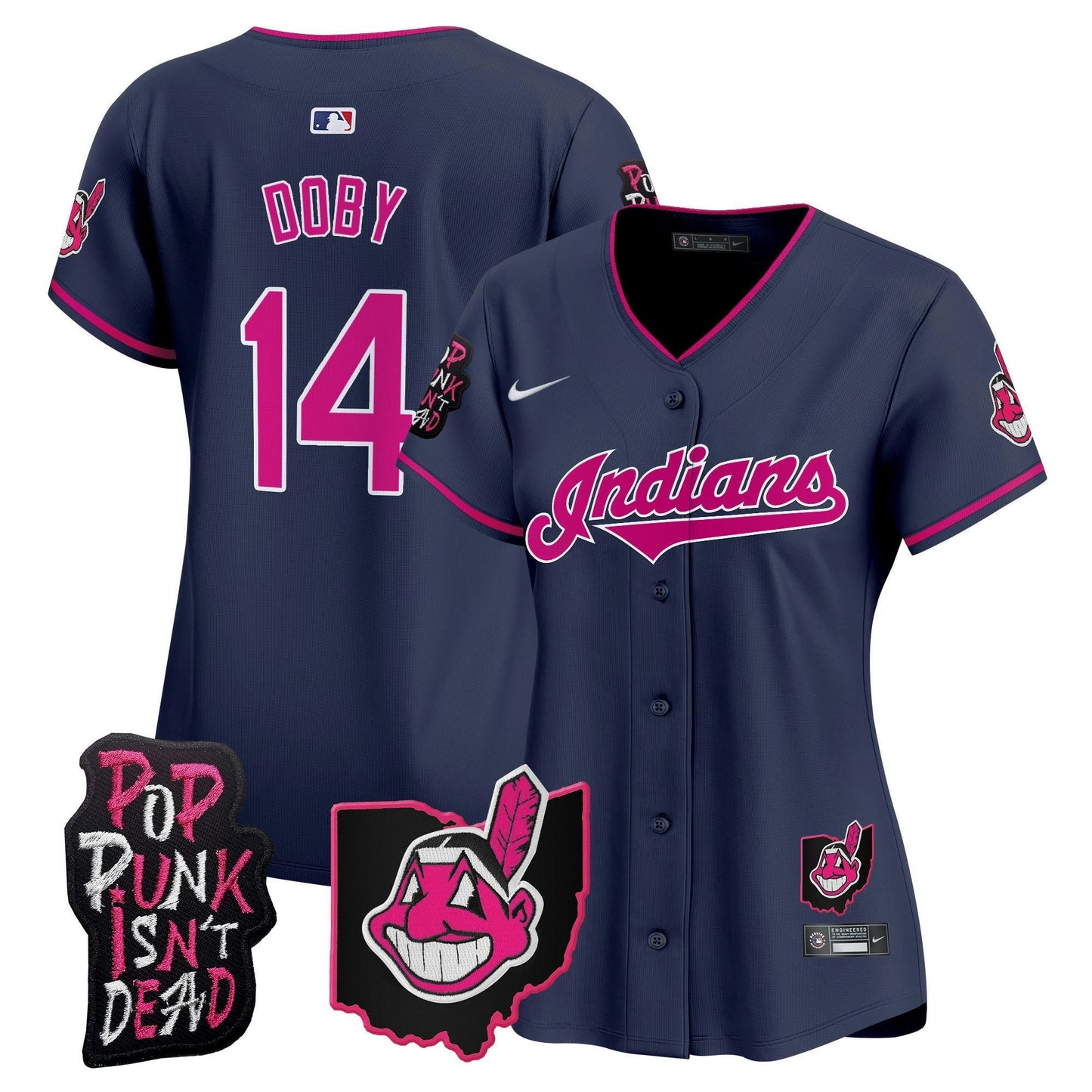 Camisa MLB Women’s Cleveland Indians MGK Patch Vapor Premier Limited Jersey