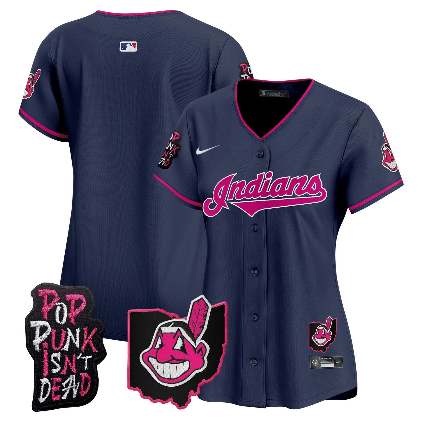 Camisa MLB Women’s Cleveland Indians MGK Patch Vapor Premier Limited Jersey