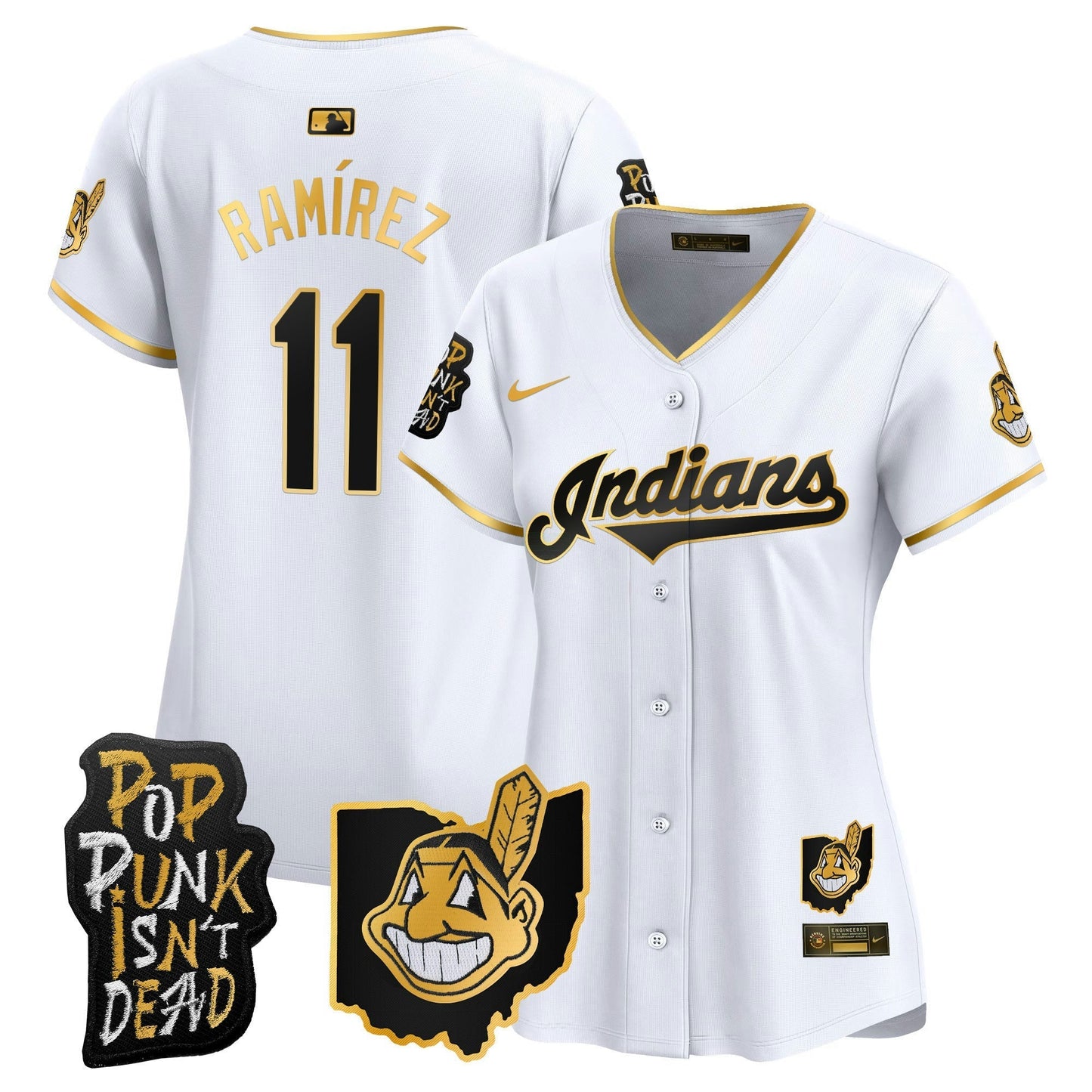 Camisa MLB Women’s Cleveland Indians MGK Patch Vapor Premier Limited Jersey
