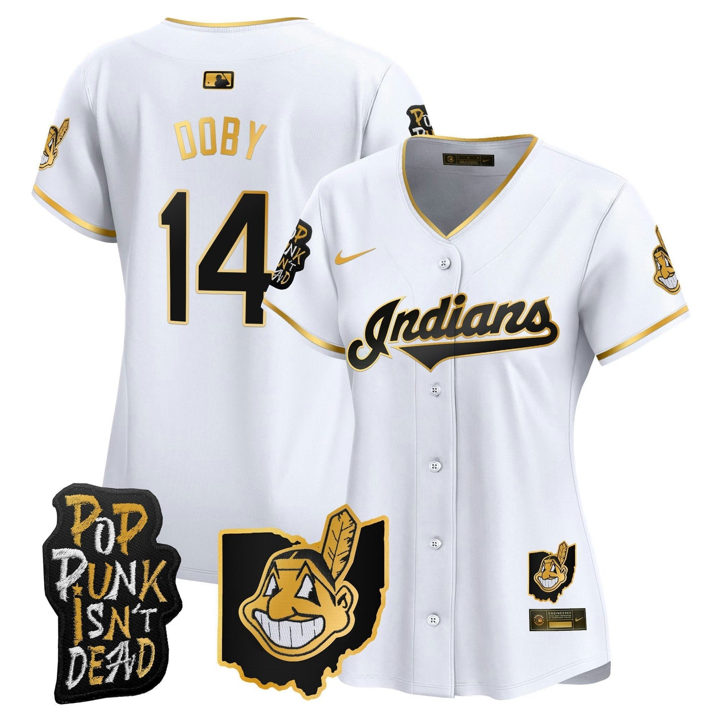 Camisa MLB Women’s Cleveland Indians MGK Patch Vapor Premier Limited Jersey