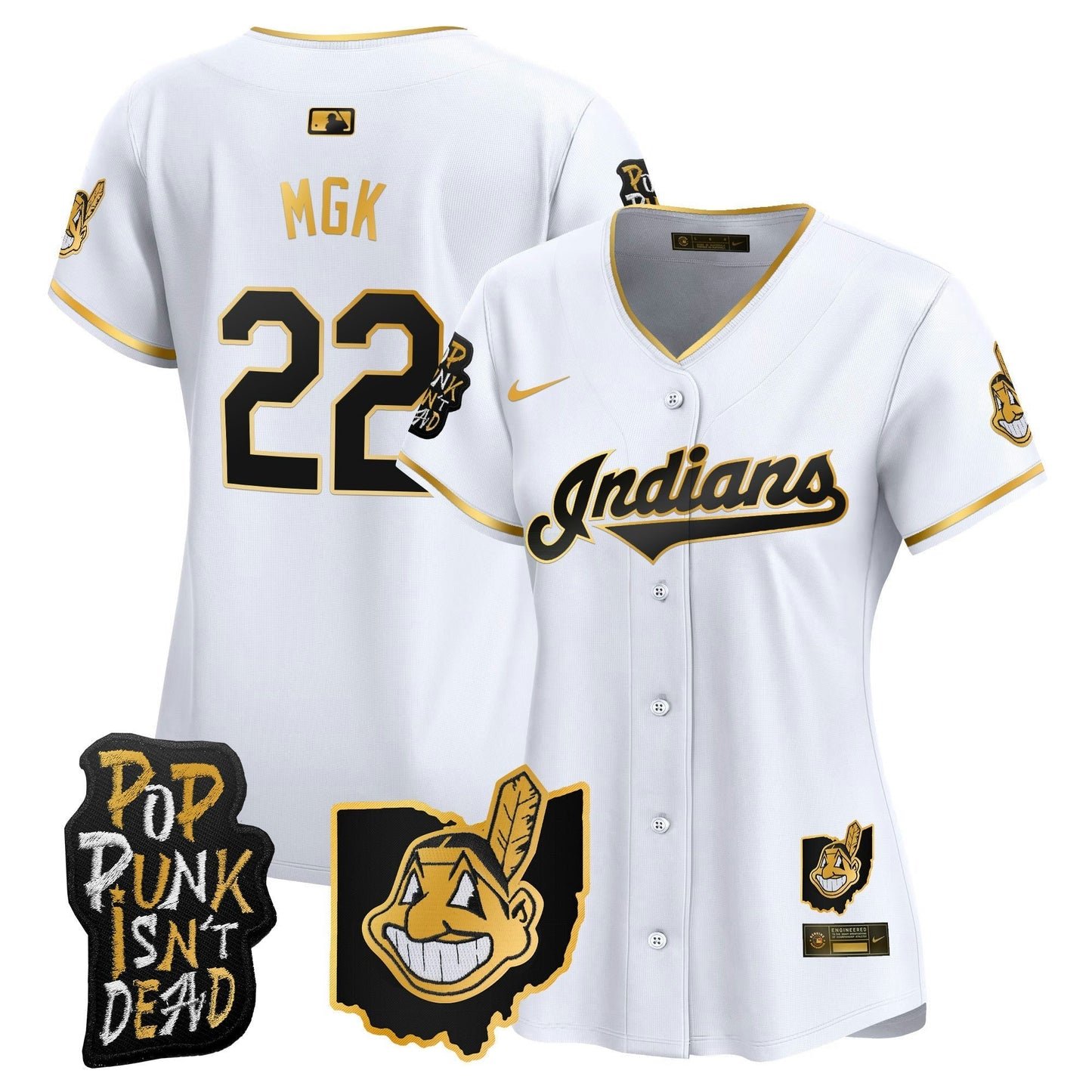 Camisa MLB Women’s Cleveland Indians MGK Patch Vapor Premier Limited Jersey