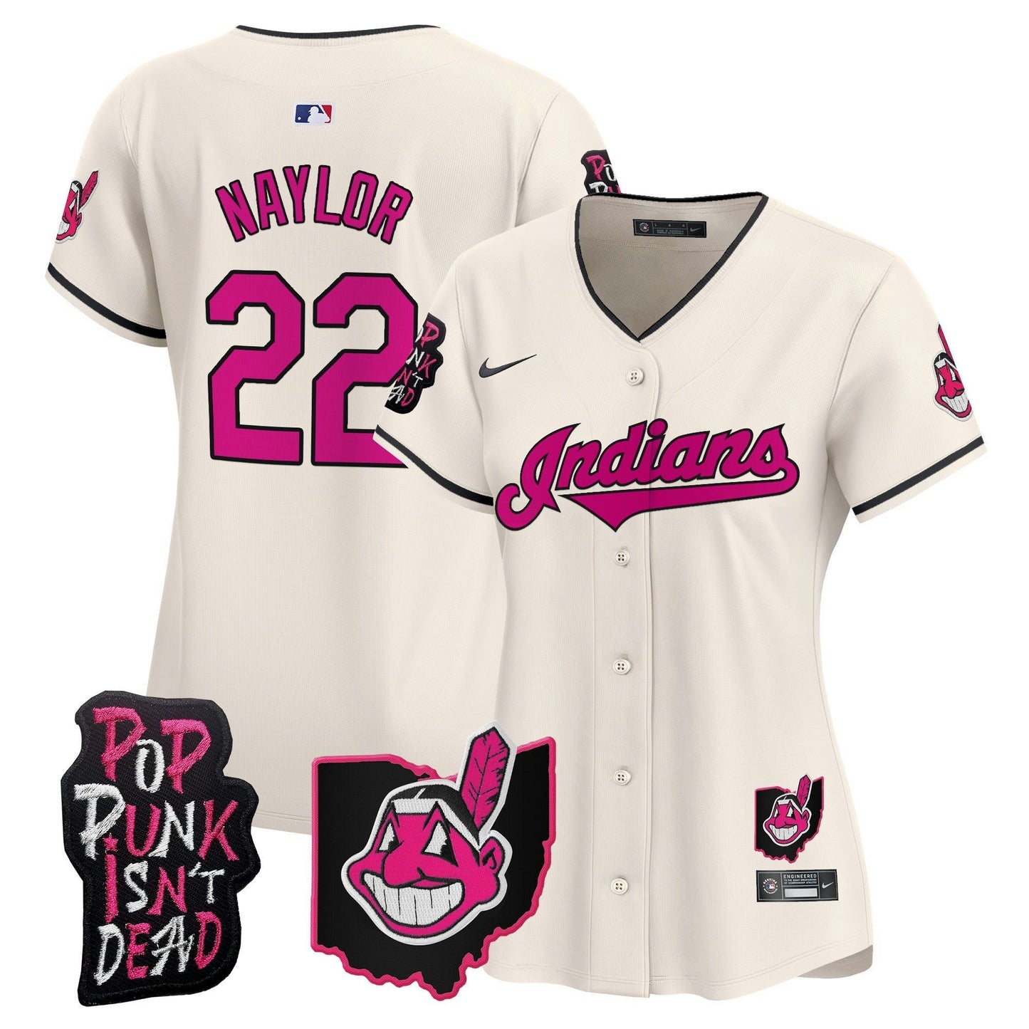 Camisa MLB Women’s Cleveland Indians MGK Patch Vapor Premier Limited Jersey