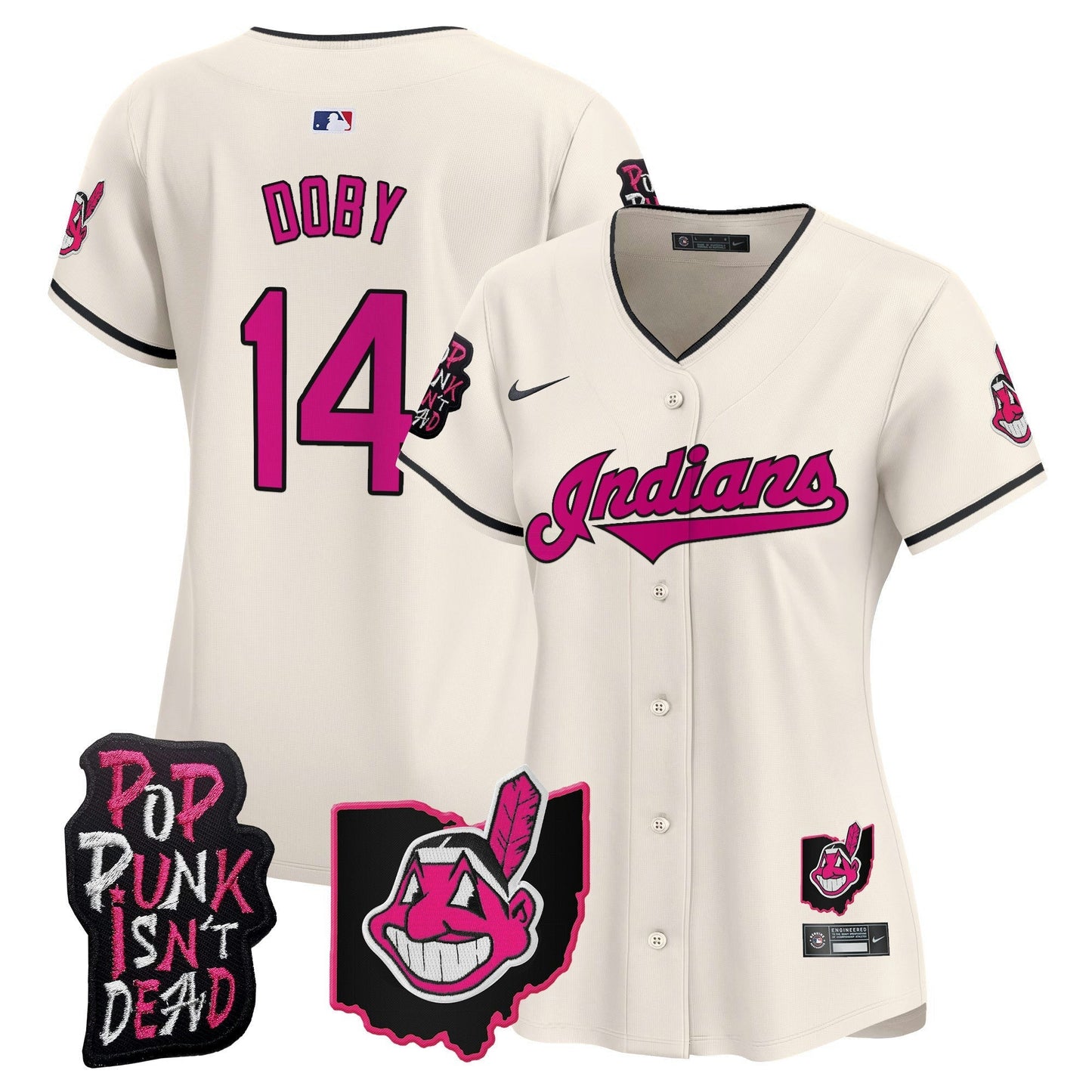 Camisa MLB Women’s Cleveland Indians MGK Patch Vapor Premier Limited Jersey