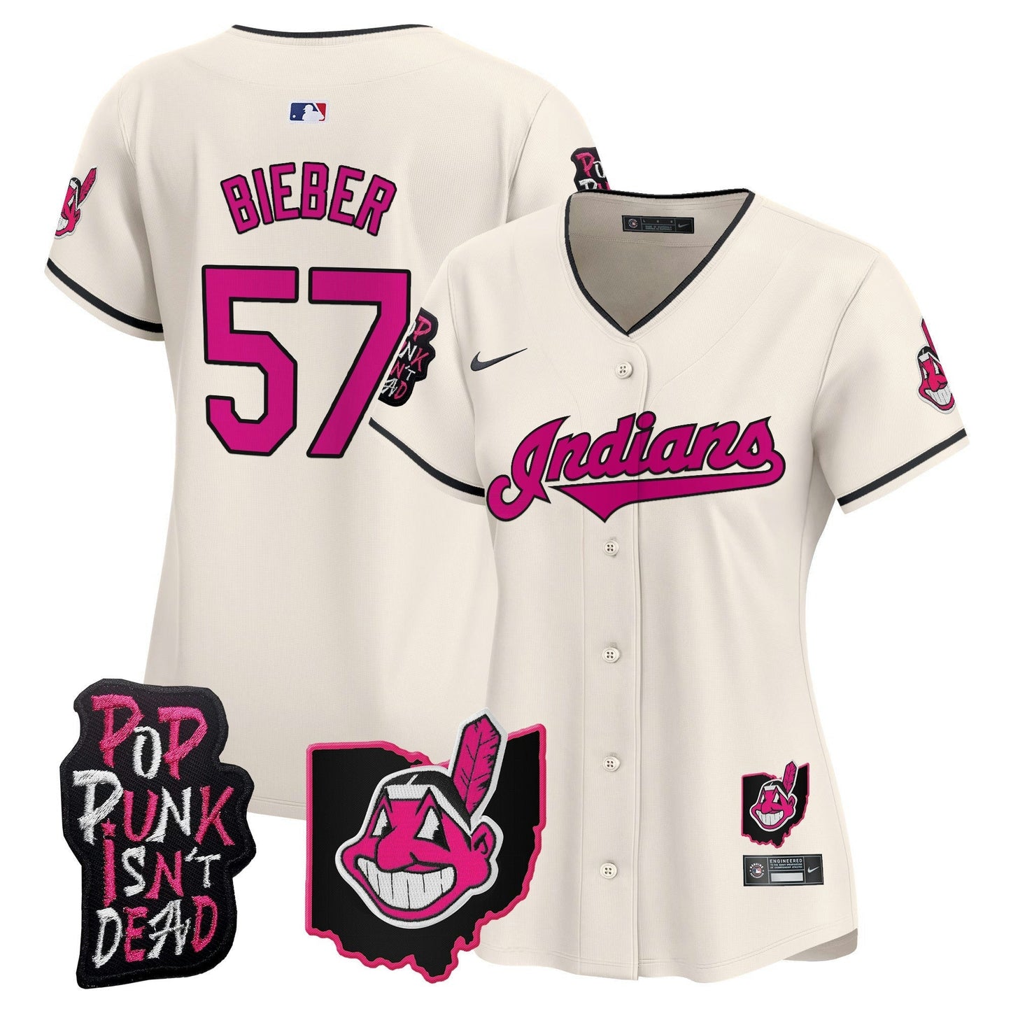 Camisa MLB Women’s Cleveland Indians MGK Patch Vapor Premier Limited Jersey