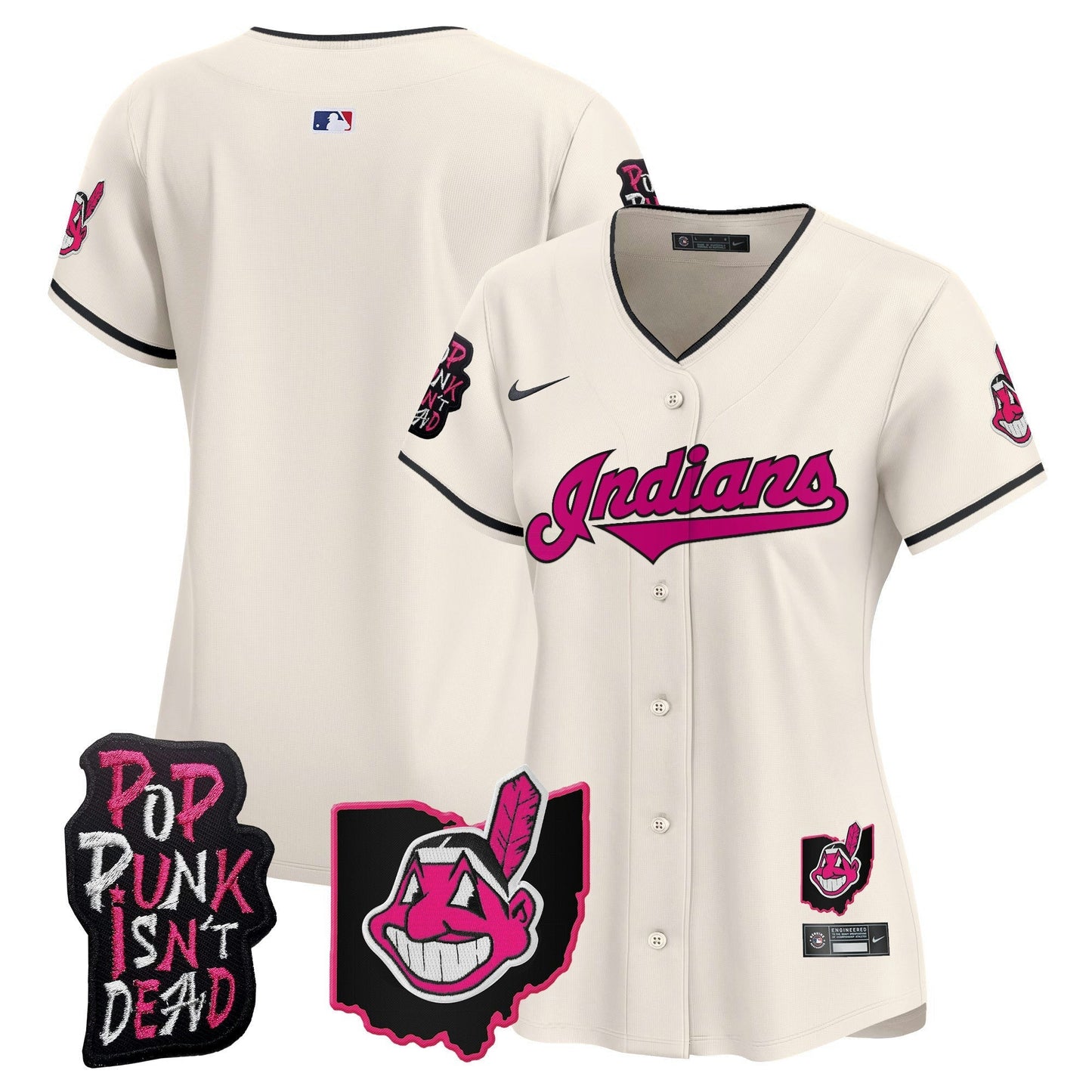 Camisa MLB Women’s Cleveland Indians MGK Patch Vapor Premier Limited Jersey