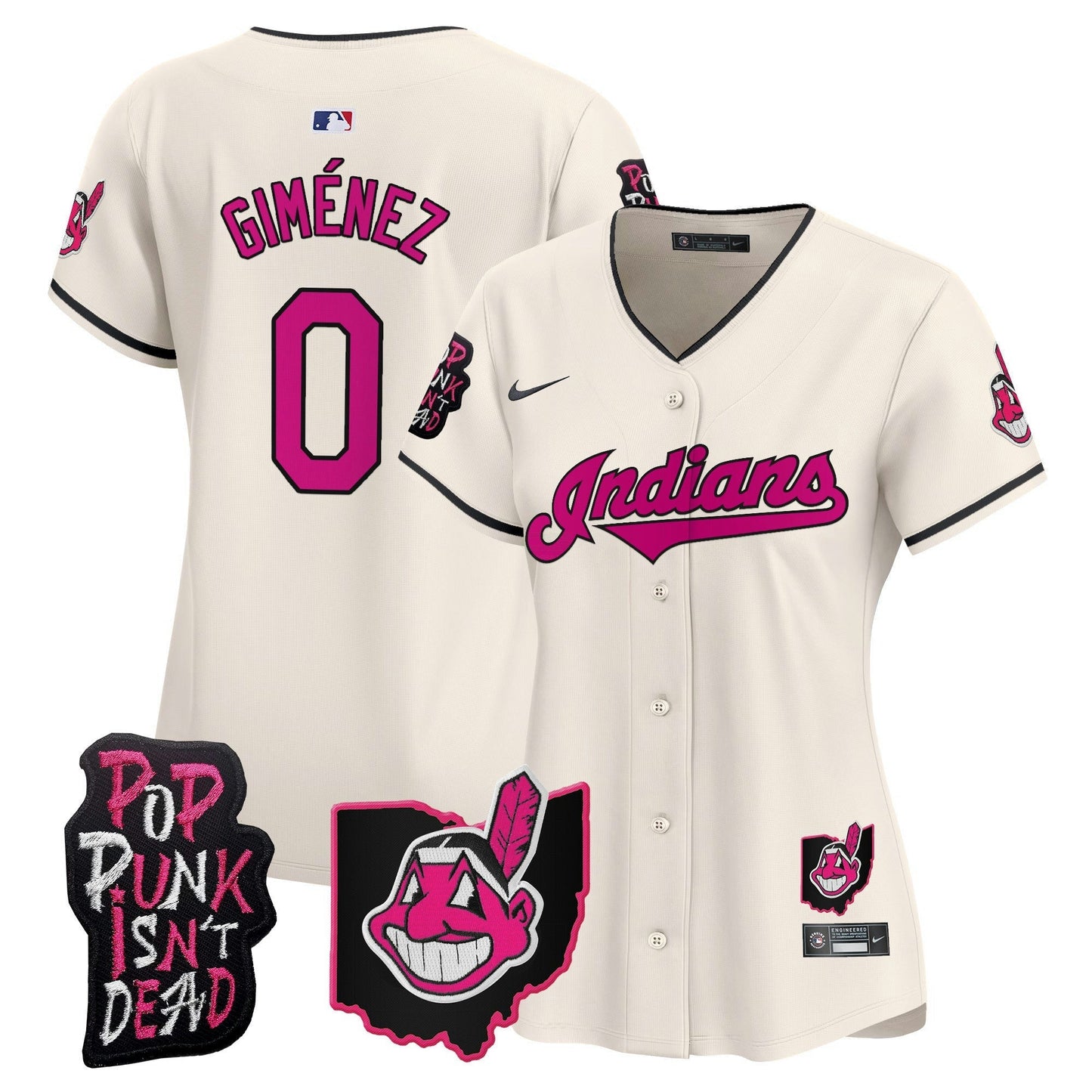 Camisa MLB Women’s Cleveland Indians MGK Patch Vapor Premier Limited Jersey