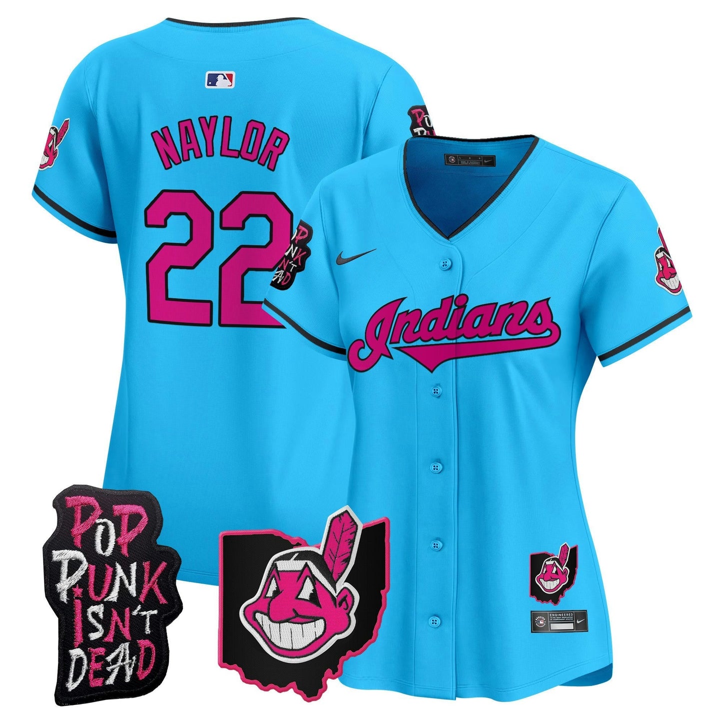 Camisa MLB Women’s Cleveland Indians MGK Patch Vapor Premier Limited Jersey