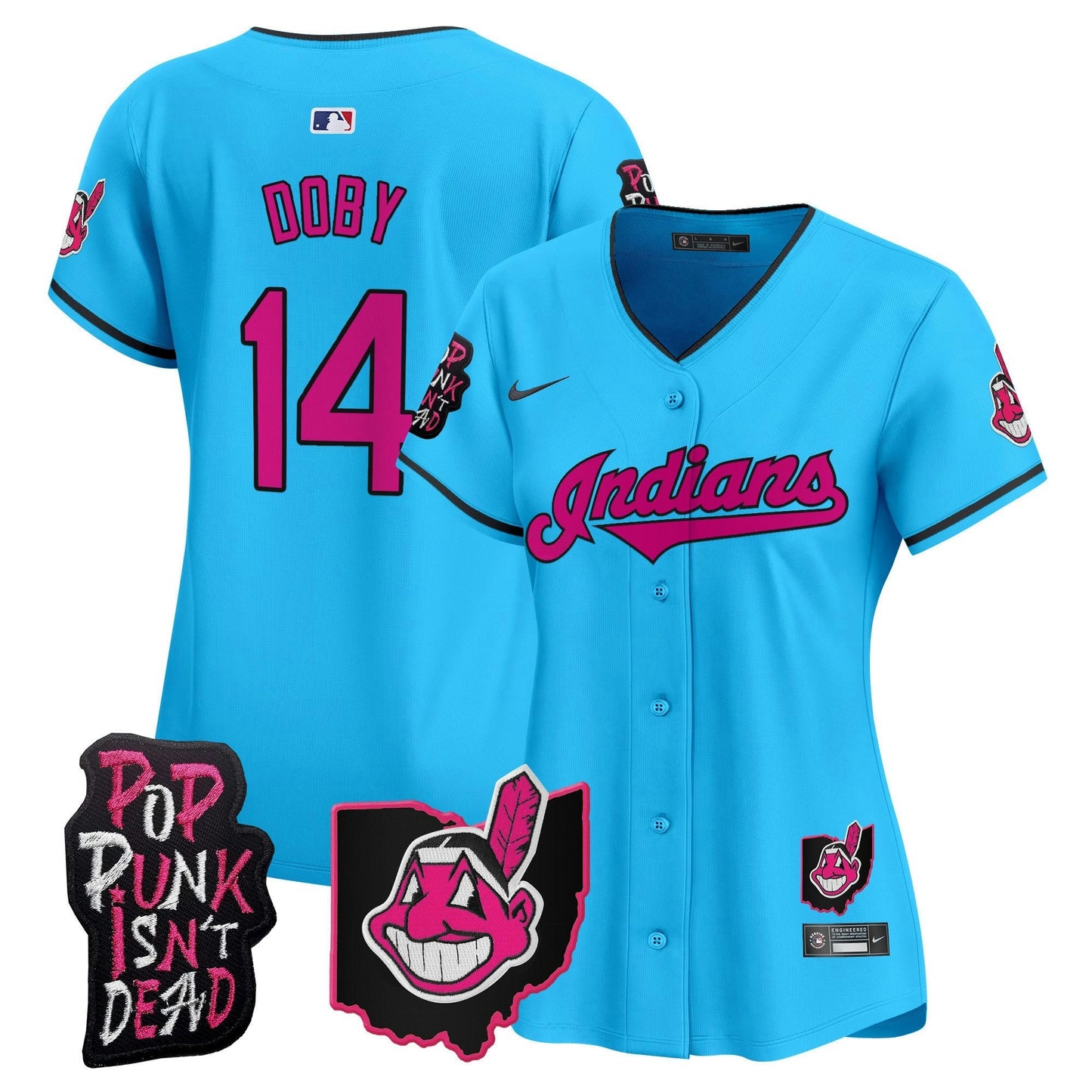 Camisa MLB Women’s Cleveland Indians MGK Patch Vapor Premier Limited Jersey