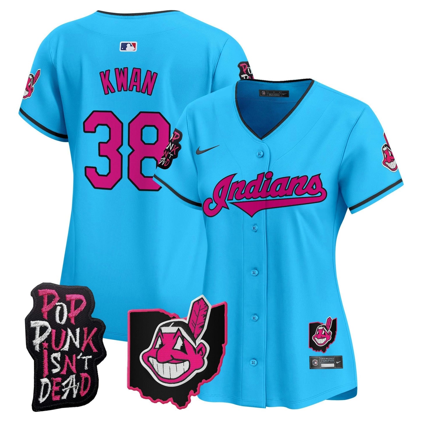 Camisa MLB Women’s Cleveland Indians MGK Patch Vapor Premier Limited Jersey