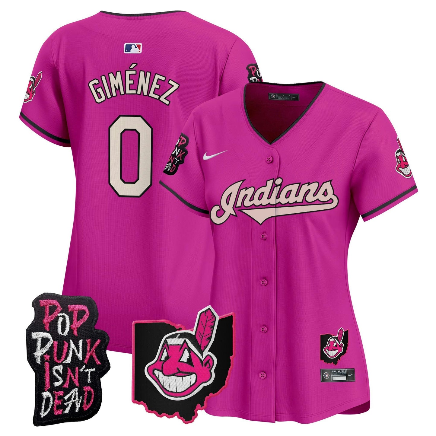 Camisa MLB Women’s Cleveland Indians MGK Patch Vapor Premier Limited Jersey