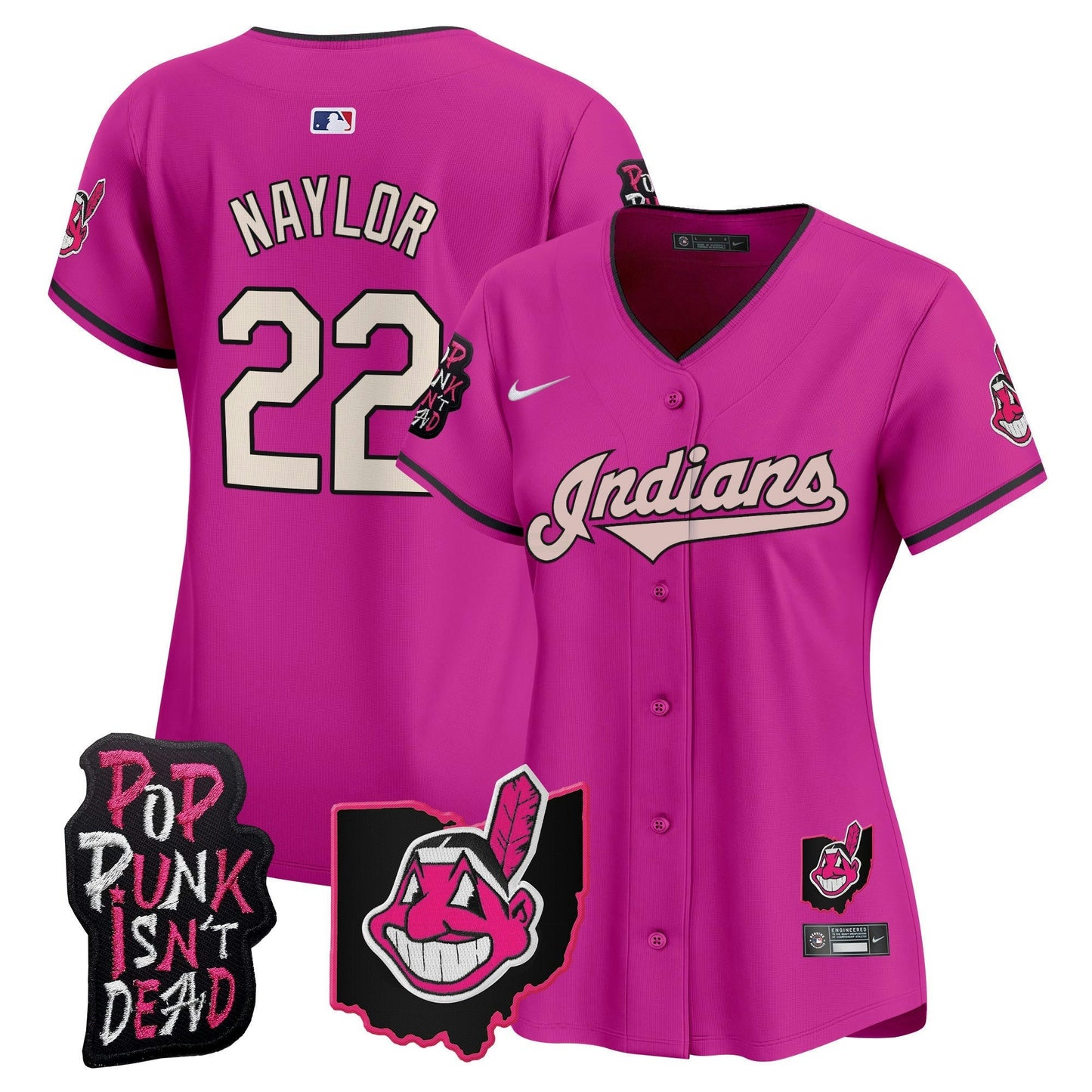 Camisa MLB Women’s Cleveland Indians MGK Patch Vapor Premier Limited Jersey