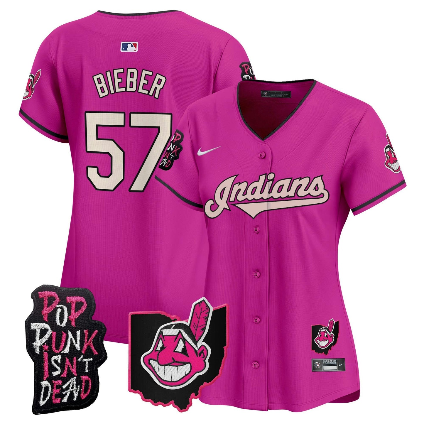 Camisa MLB Women’s Cleveland Indians MGK Patch Vapor Premier Limited Jersey