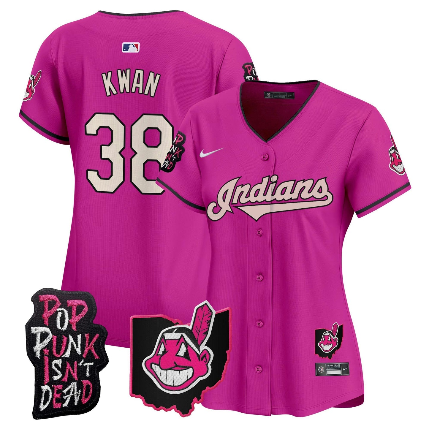 Camisa MLB Women’s Cleveland Indians MGK Patch Vapor Premier Limited Jersey