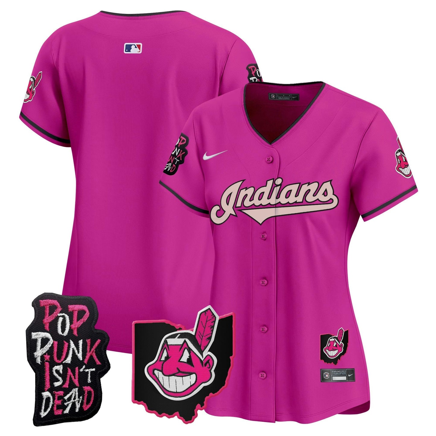 Camisa MLB Women’s Cleveland Indians MGK Patch Vapor Premier Limited Jersey