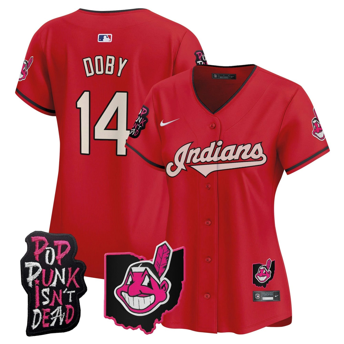 Camisa MLB Women’s Cleveland Indians MGK Patch Vapor Premier Limited Jersey