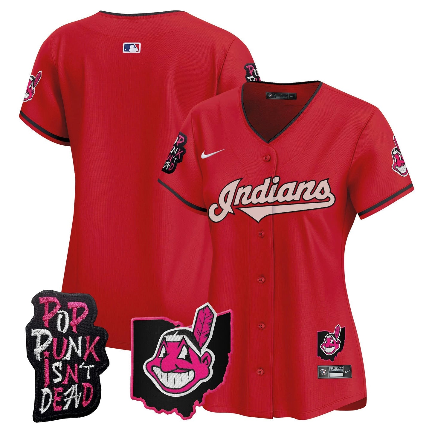 Camisa MLB Women’s Cleveland Indians MGK Patch Vapor Premier Limited Jersey