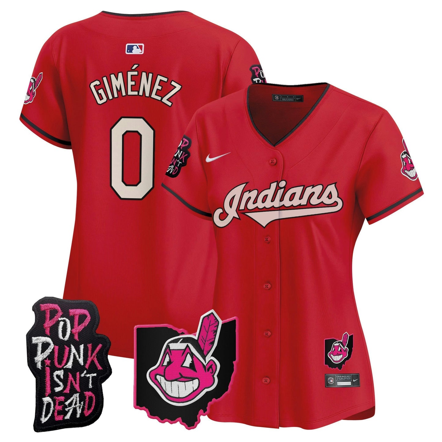 Camisa MLB Women’s Cleveland Indians MGK Patch Vapor Premier Limited Jersey