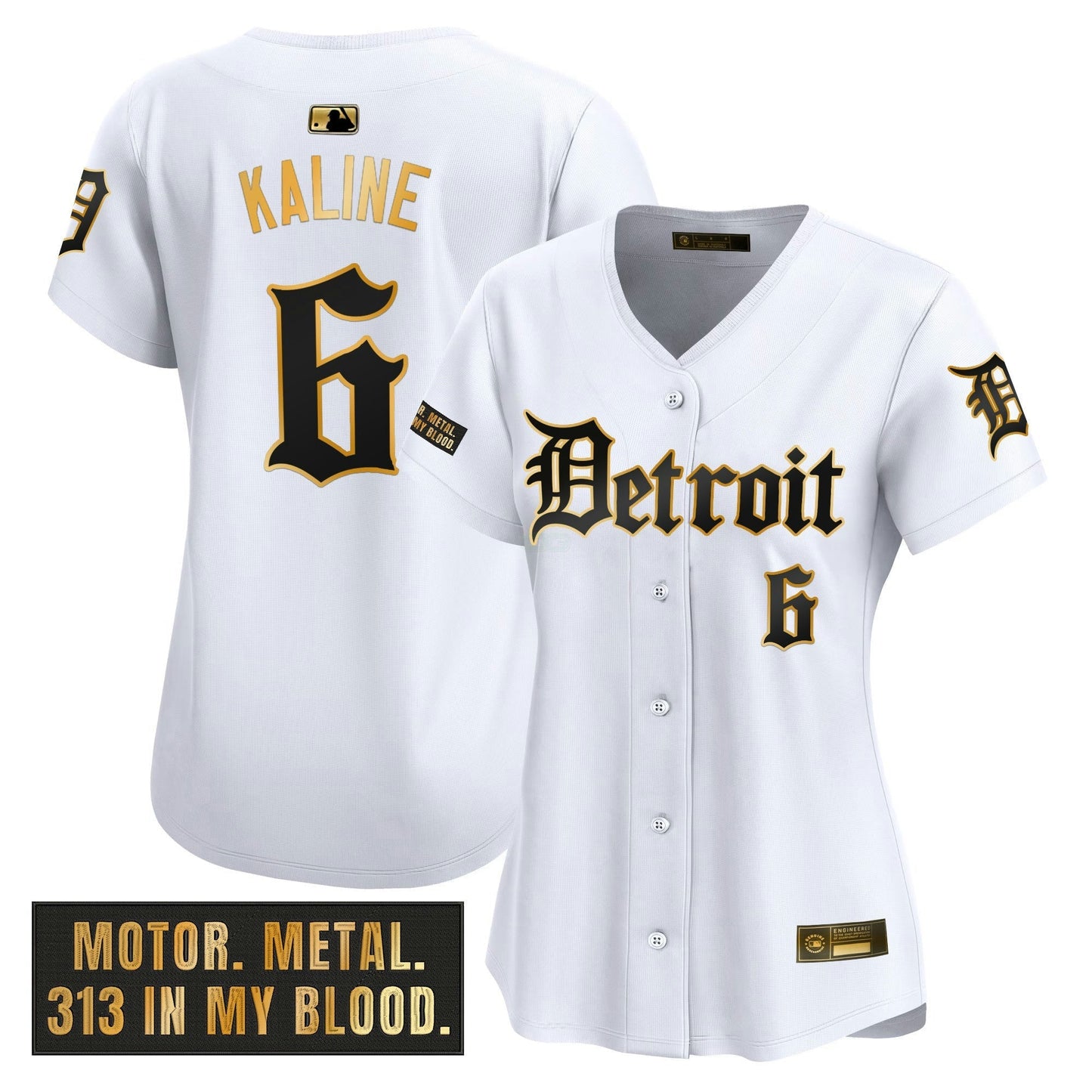 Camisa MLB Women’s Detroit ‘Motor Gothic Edition’ Dourada Vapor Premier Limited Jersey