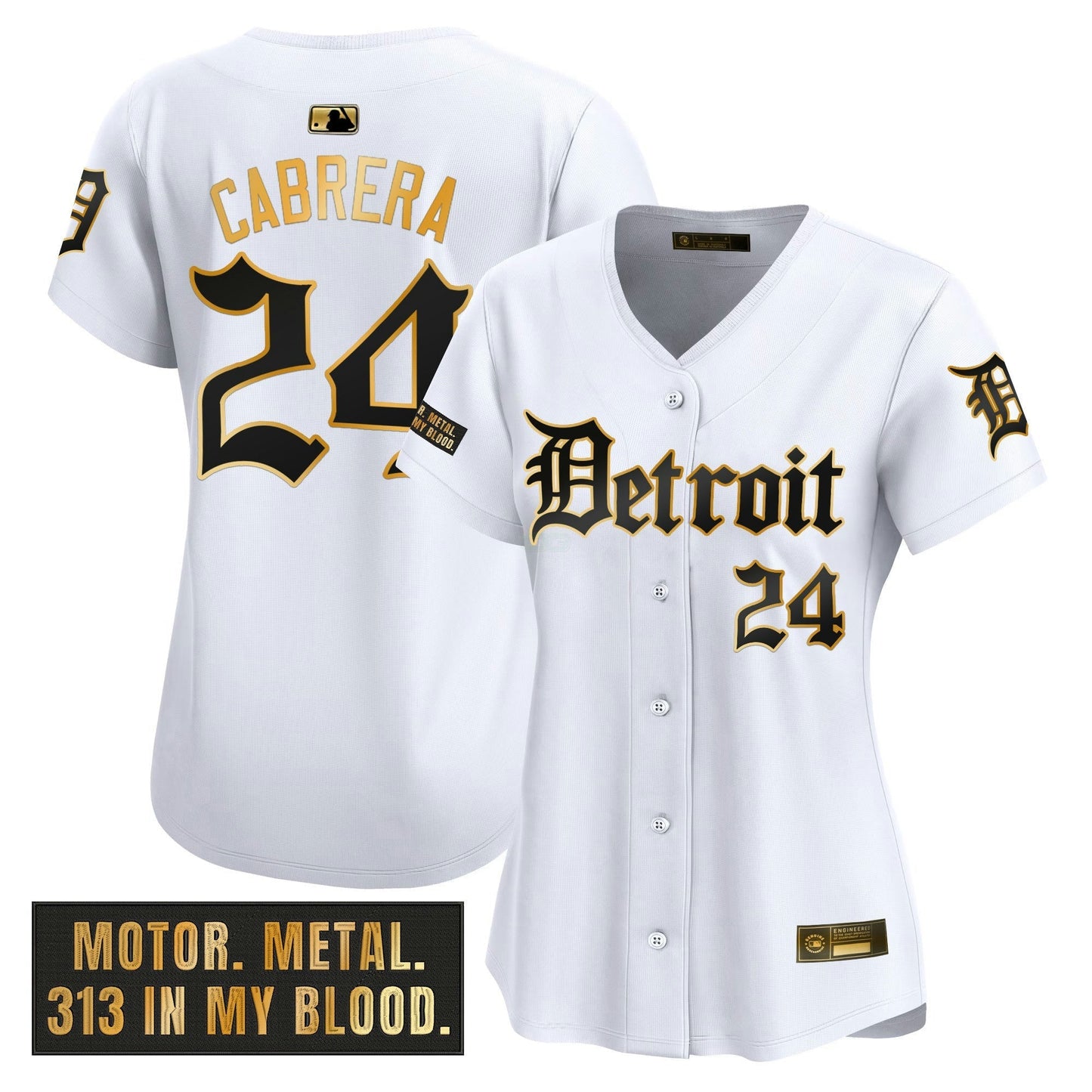 Camisa MLB Women’s Detroit ‘Motor Gothic Edition’ Dourada Vapor Premier Limited Jersey