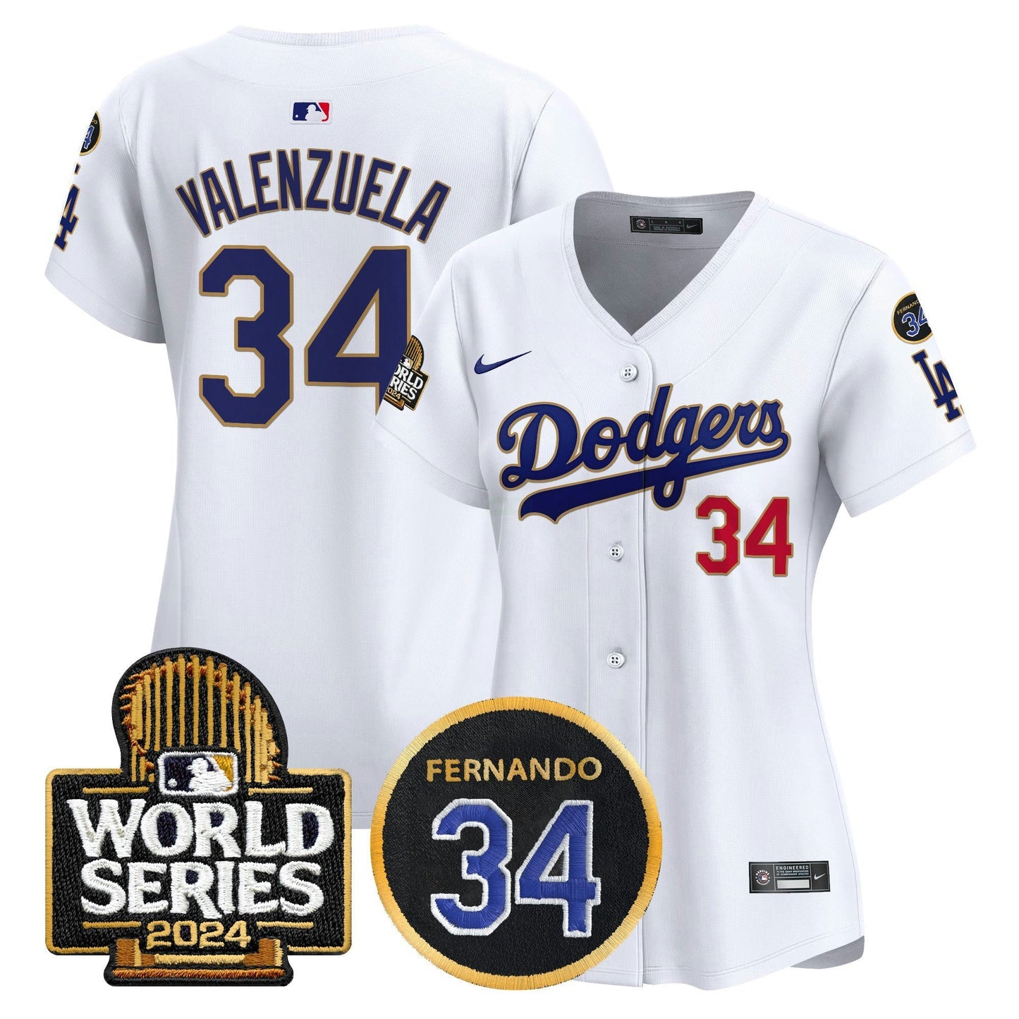 Camisa MLB Women’s Fernando Memorial & 2024 World Series Patch Vapor Premier Limited Jersey