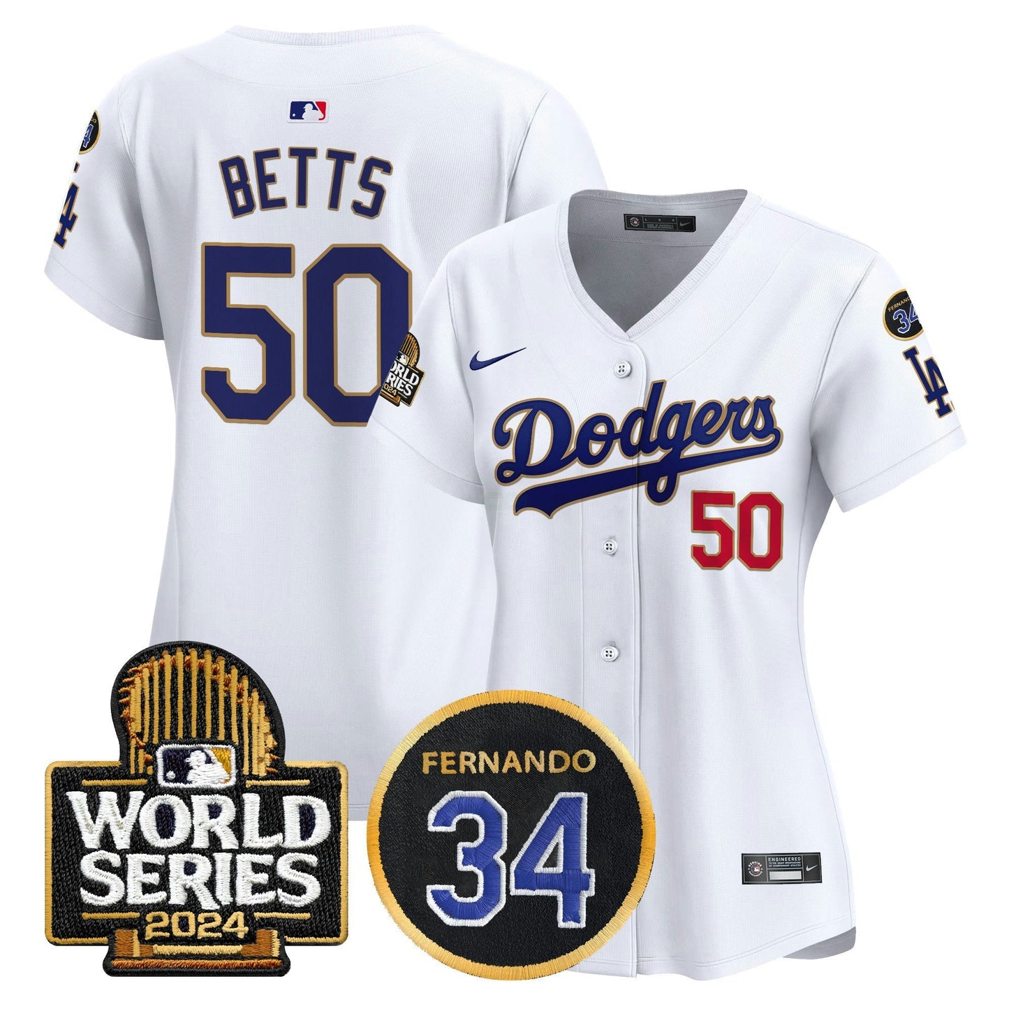 Camisa MLB Women’s Fernando Memorial & 2024 World Series Patch Vapor Premier Limited Jersey