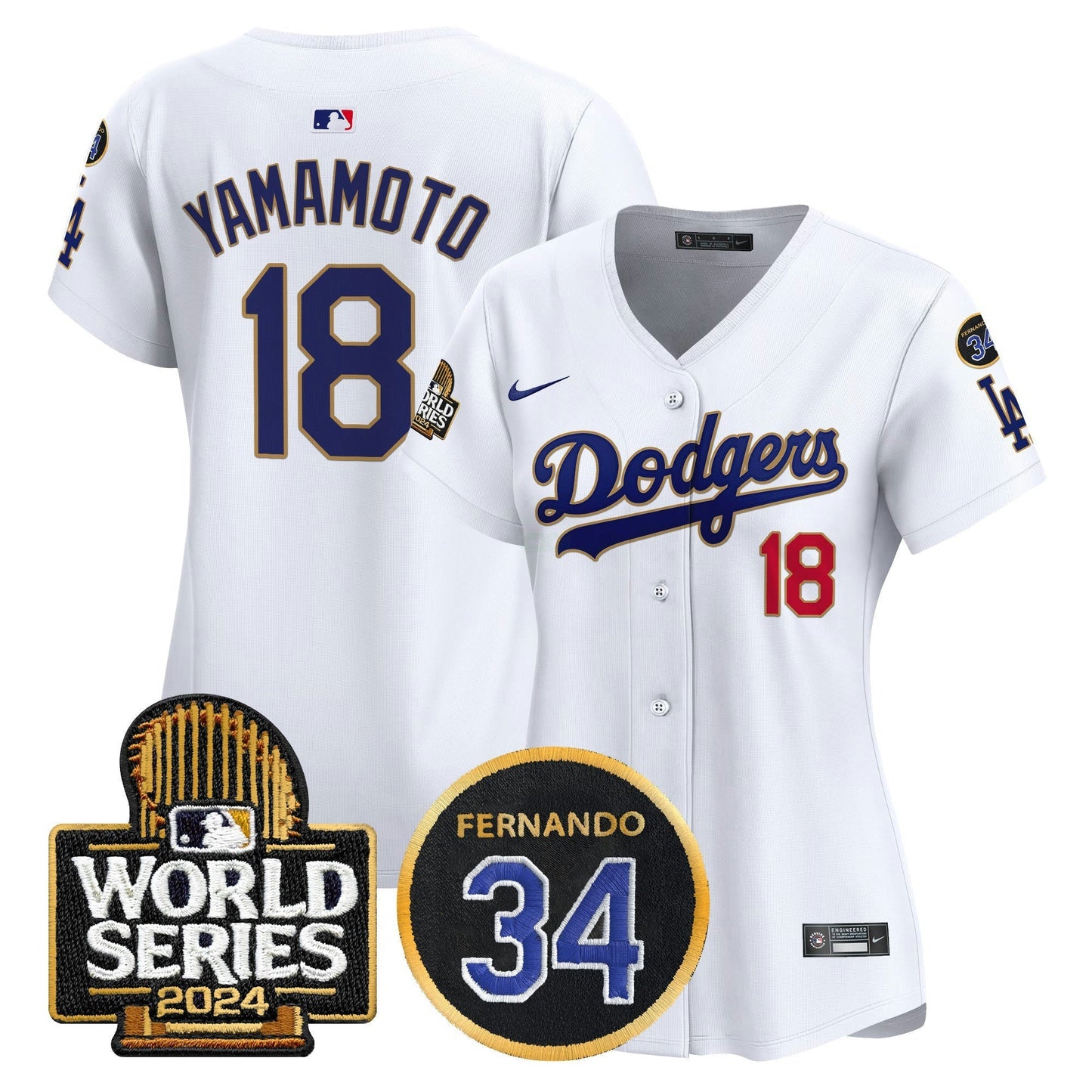 Camisa MLB Women’s Fernando Memorial & 2024 World Series Patch Vapor Premier Limited Jersey