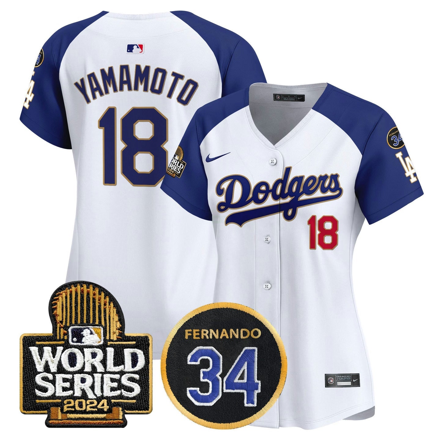 Camisa MLB Women’s Fernando Memorial & 2024 World Series Patch Vapor Premier Limited Jersey