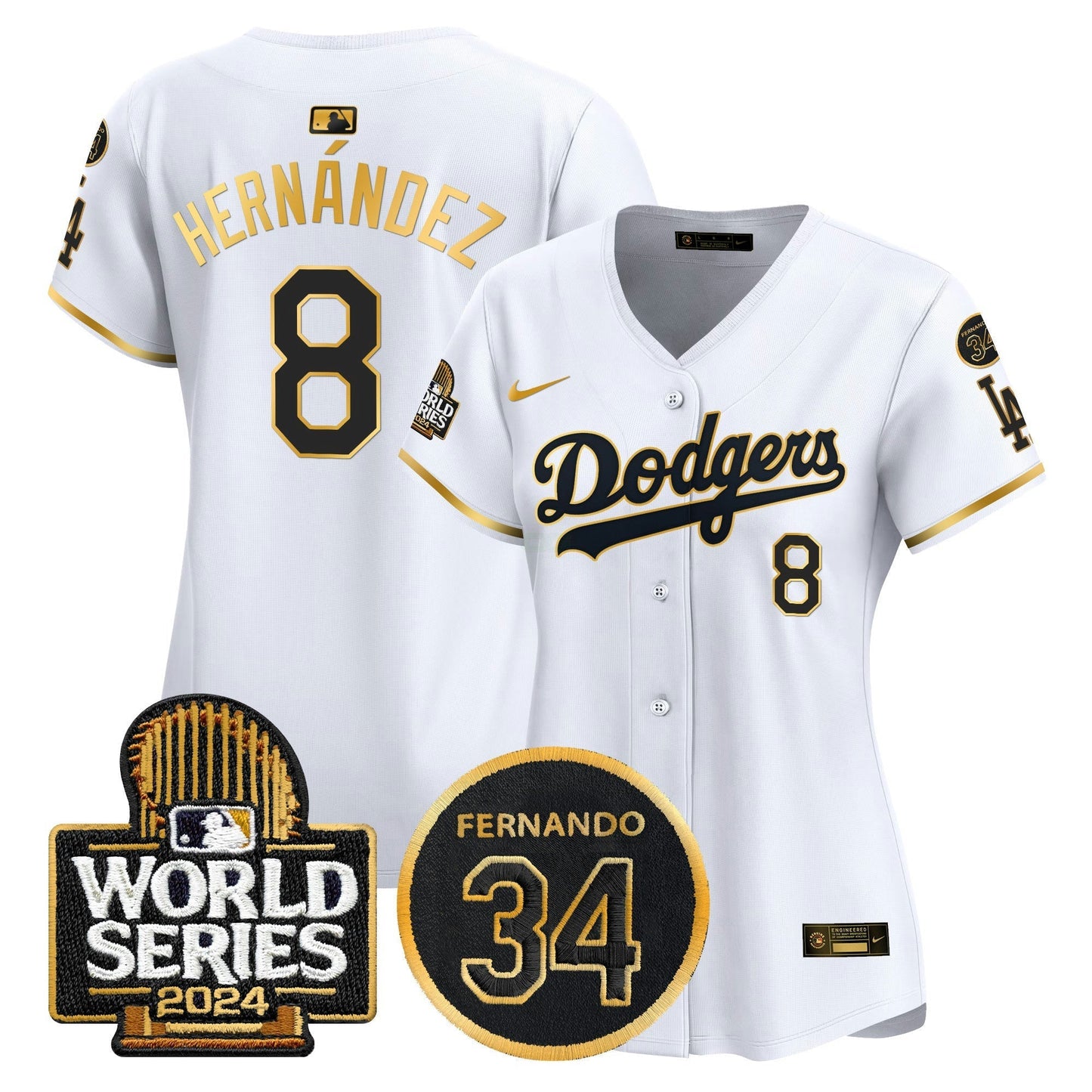 Camisa MLB Women’s Fernando Memorial & 2024 World Series Patch Vapor Premier Limited Jersey