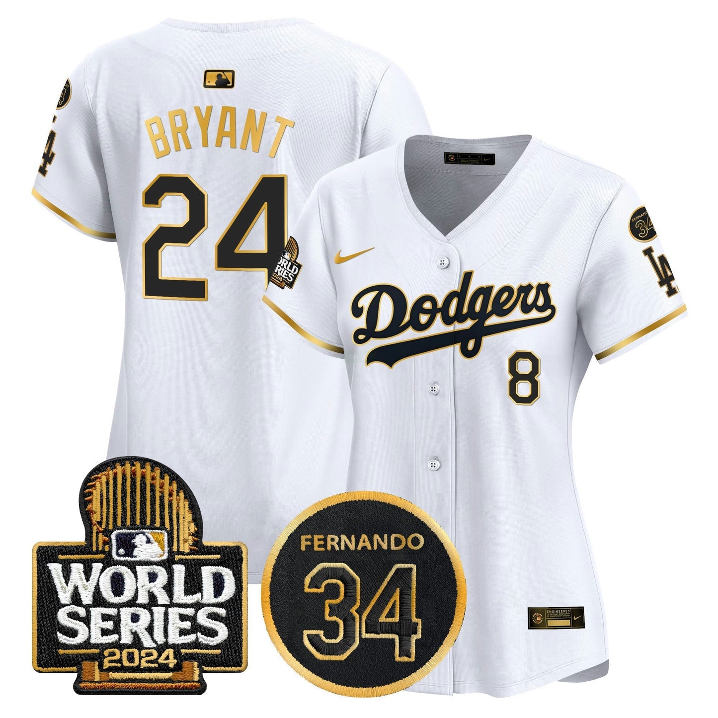 Camisa MLB Women’s Fernando Memorial & 2024 World Series Patch Vapor Premier Limited Jersey