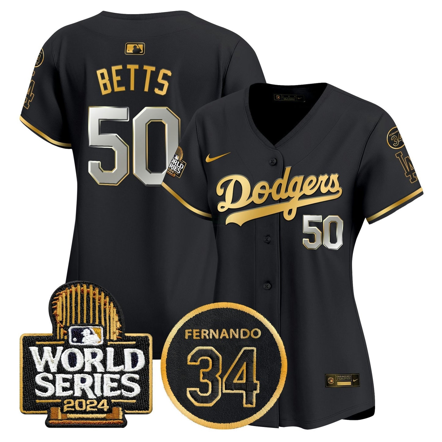 Camisa MLB Women’s Fernando Memorial & 2024 World Series Patch Vapor Premier Limited Jersey