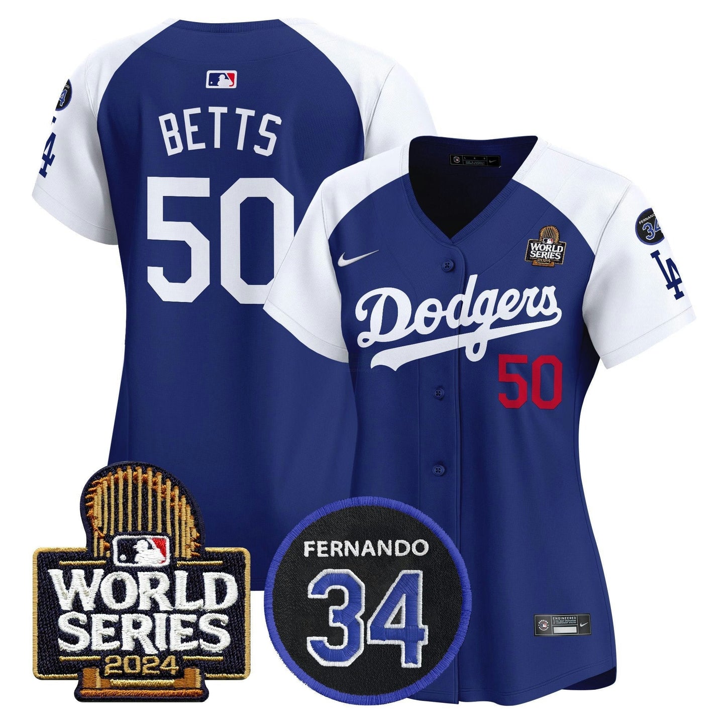Camisa MLB Women’s Fernando Memorial & 2024 World Series Patch Vapor Premier Limited Jersey V2