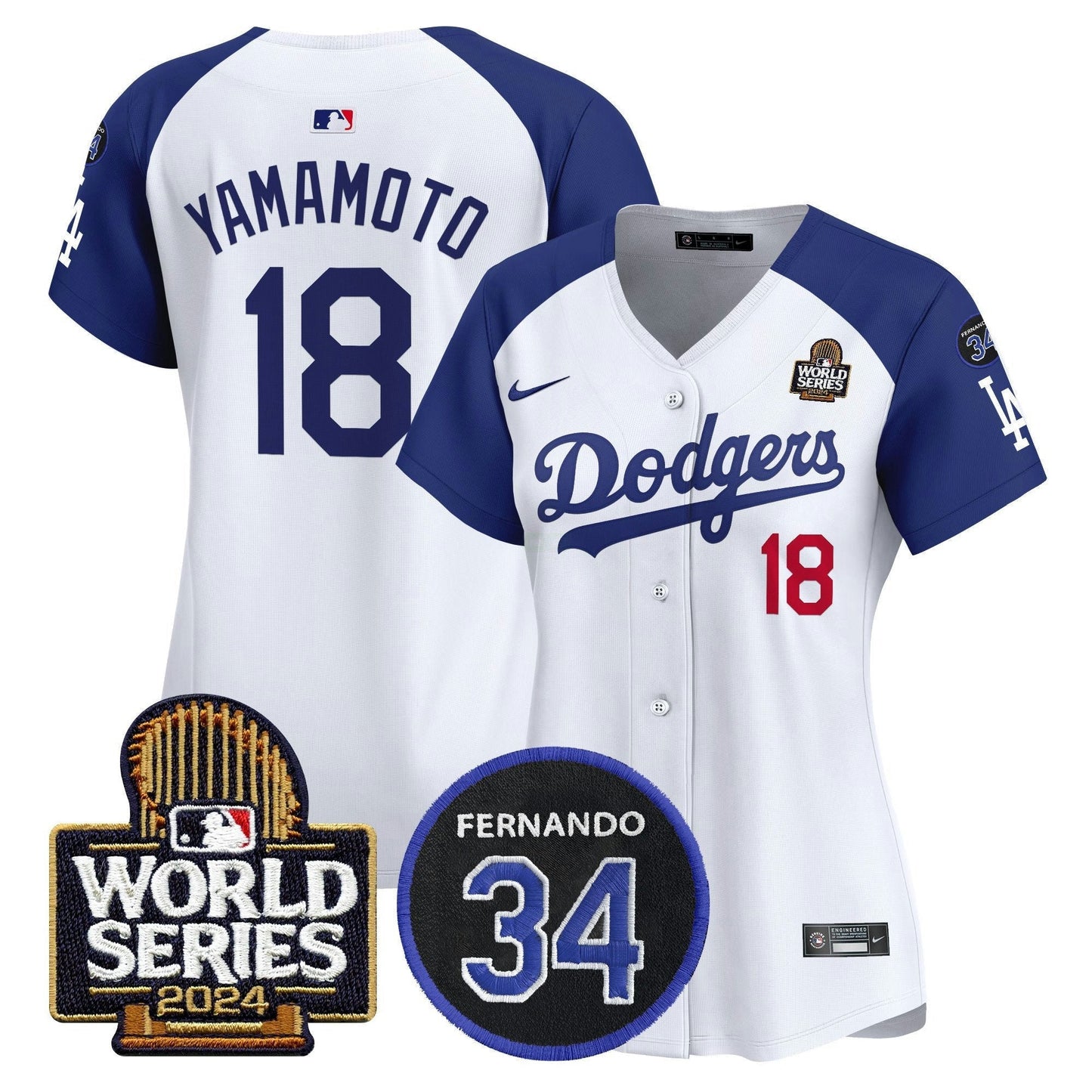 Camisa MLB Women’s Fernando Memorial & 2024 World Series Patch Vapor Premier Limited Jersey V2