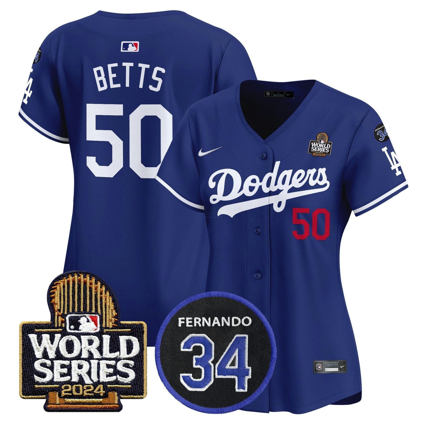 Camisa MLB Women’s Fernando Memorial & 2024 World Series Patch Vapor Premier Limited Jersey V2